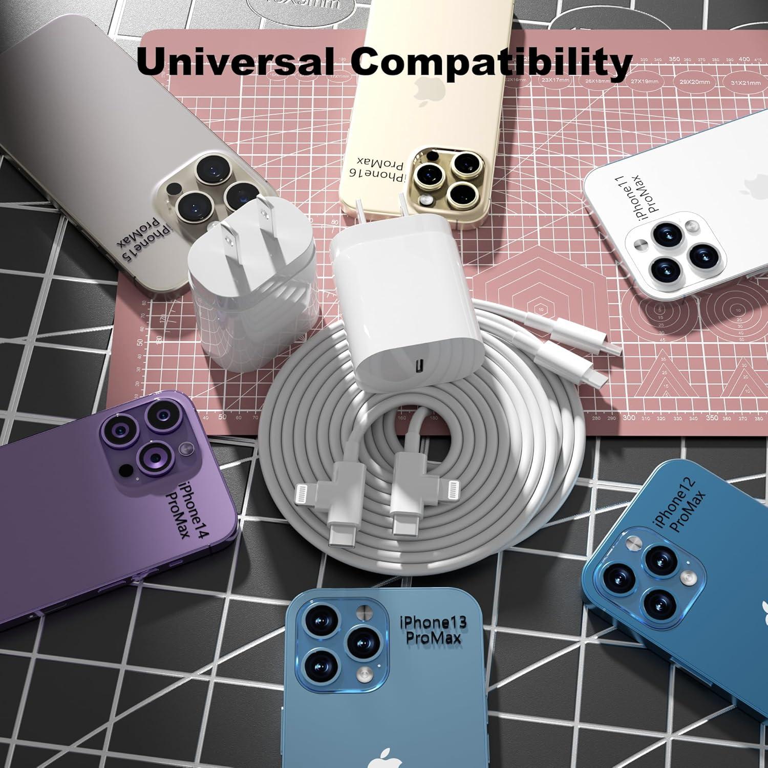 Cargador Rápido 30W HALIHALL con Cable 1.8m para iPhone y Galaxy