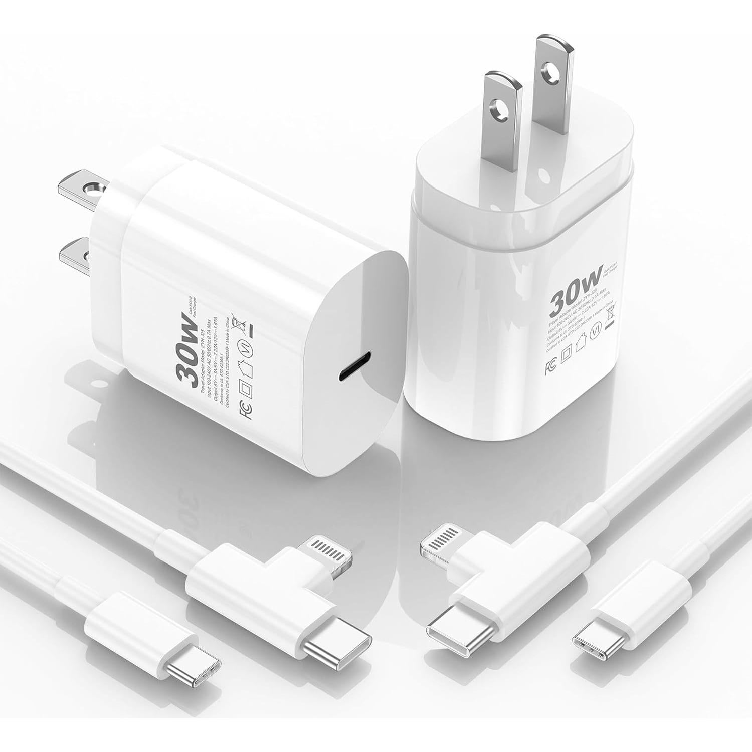 Cargador Rápido 30W HALIHALL con Cable 1.8m para iPhone y Galaxy