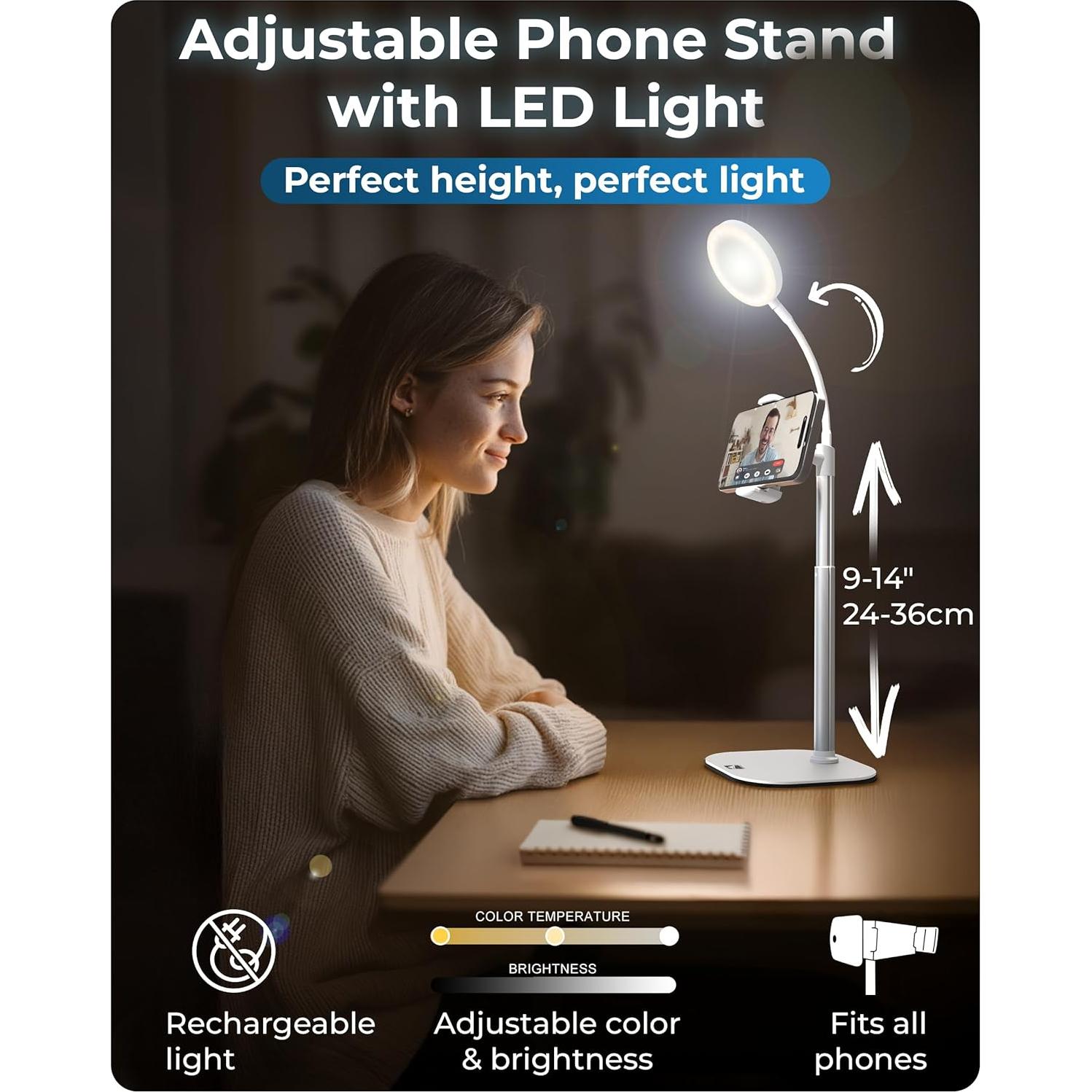 Soporte para Teléfono con Luz LED ChatStand Halo 9-14"