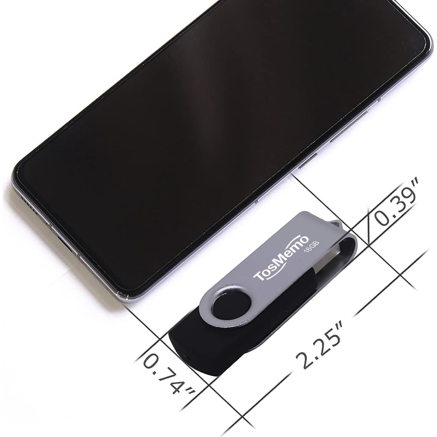 Unidad Flash USB 16GB TosMemo 2 Piezas Negro y Azul