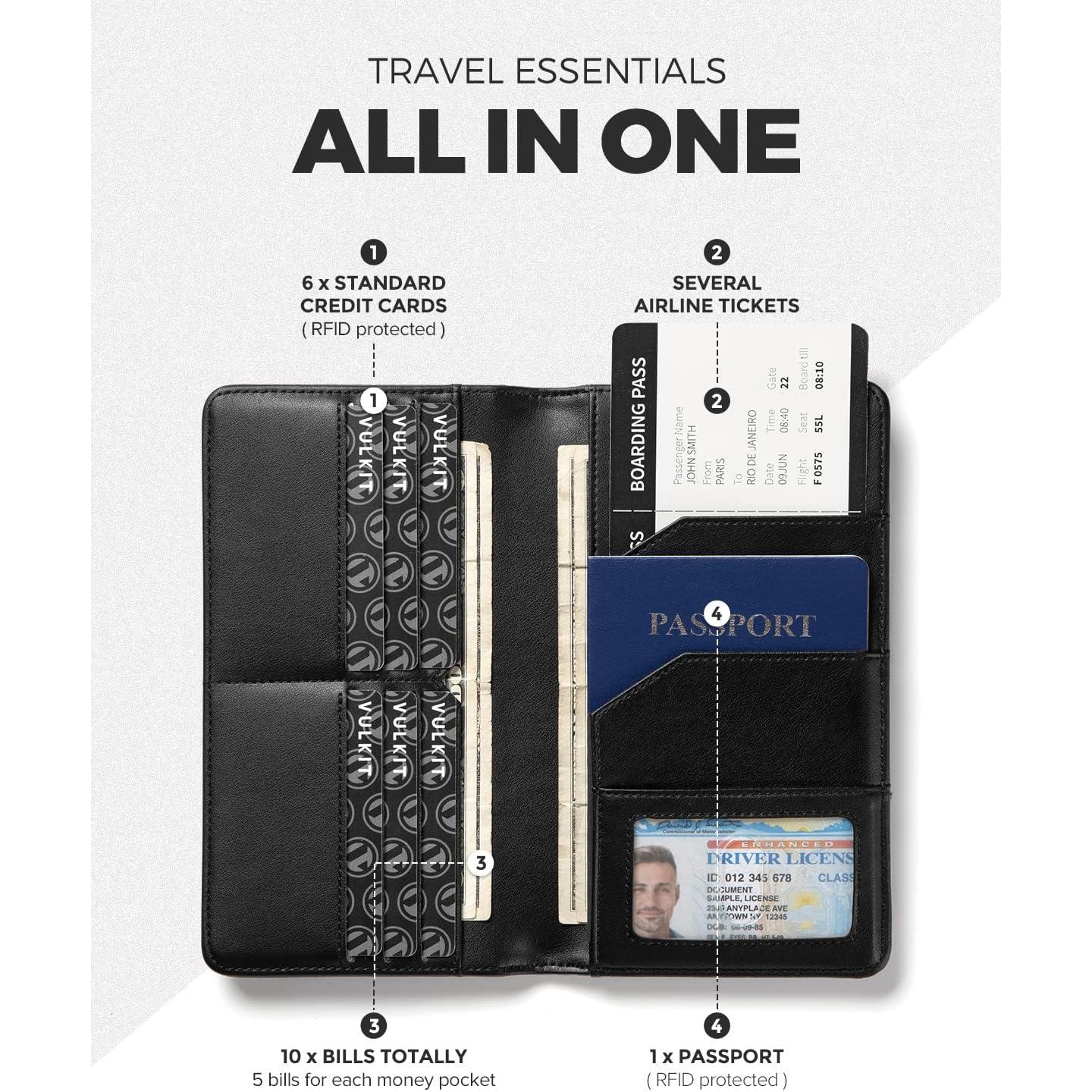 Cartera de Viaje VULKIT con Bloqueo RFID para Hombres y Mujeres