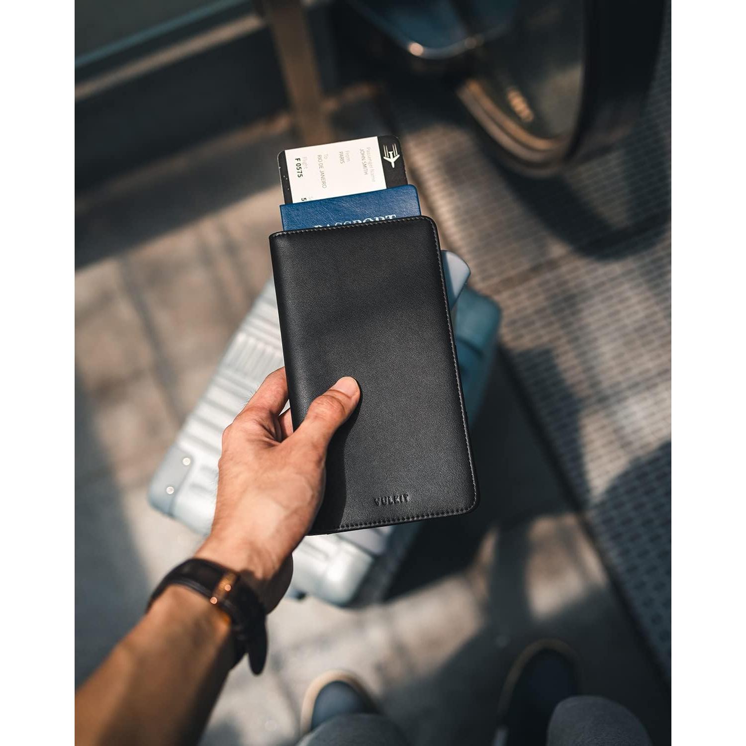 Cartera de Viaje VULKIT con Bloqueo RFID para Hombres y Mujeres