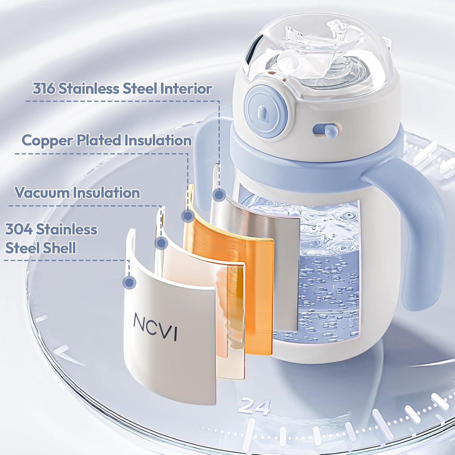 Taza de Acero Inoxidable NCVI para Niños 295ml, Aislada y a Prueba de Derrames