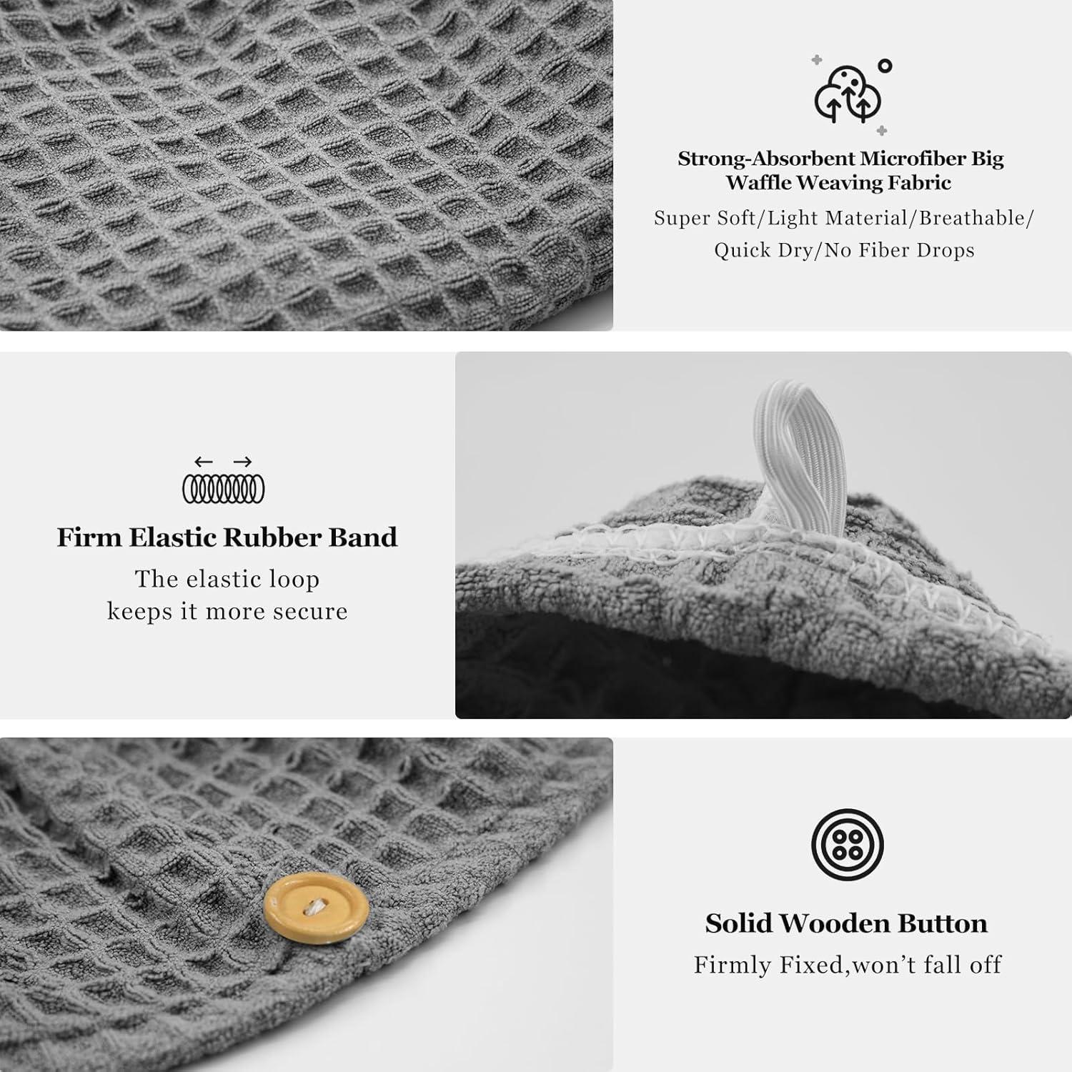 Juego de Toallas de Baño y Cabello TOCOHO Microfibra Waffle