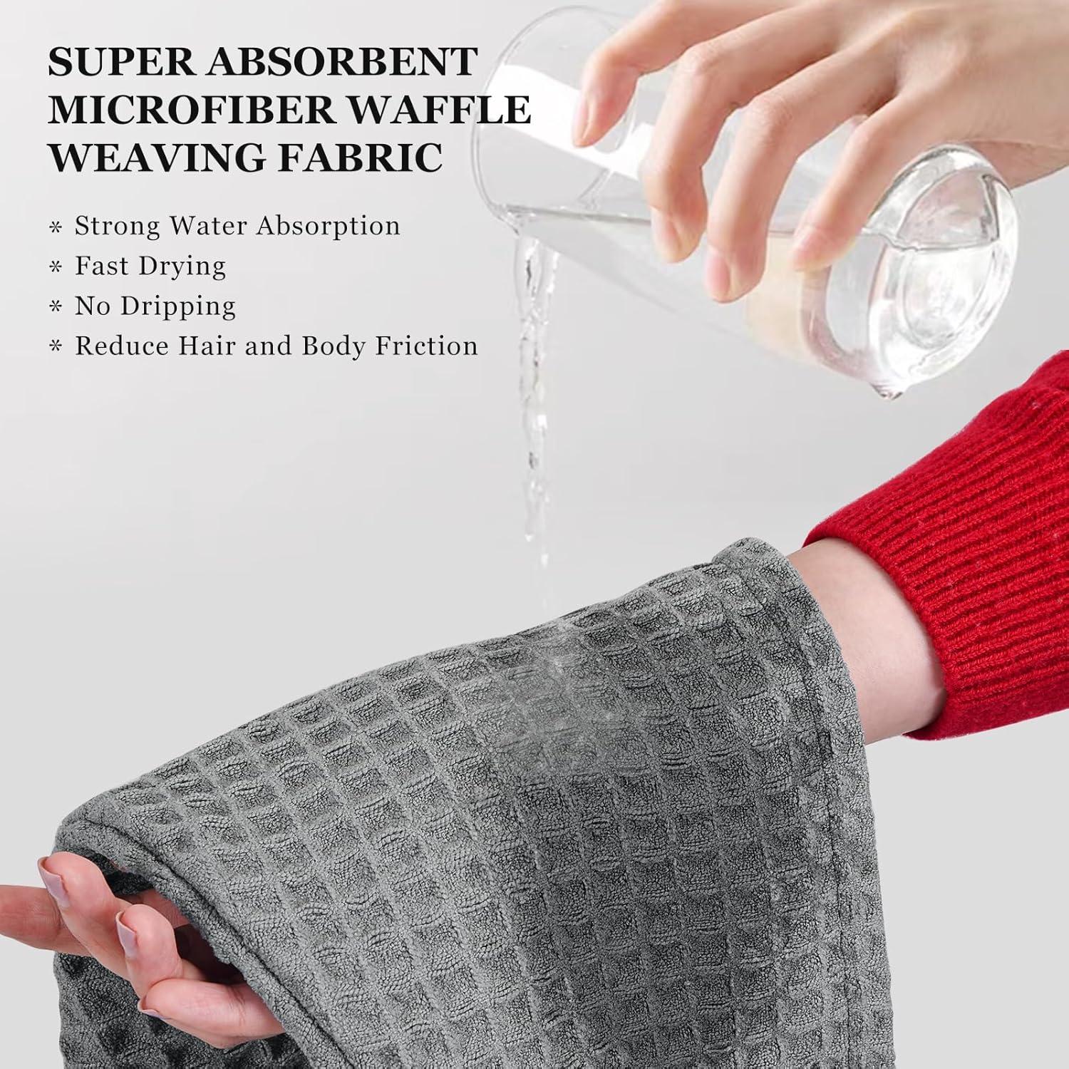 Juego de Toallas de Baño y Cabello TOCOHO Microfibra Waffle