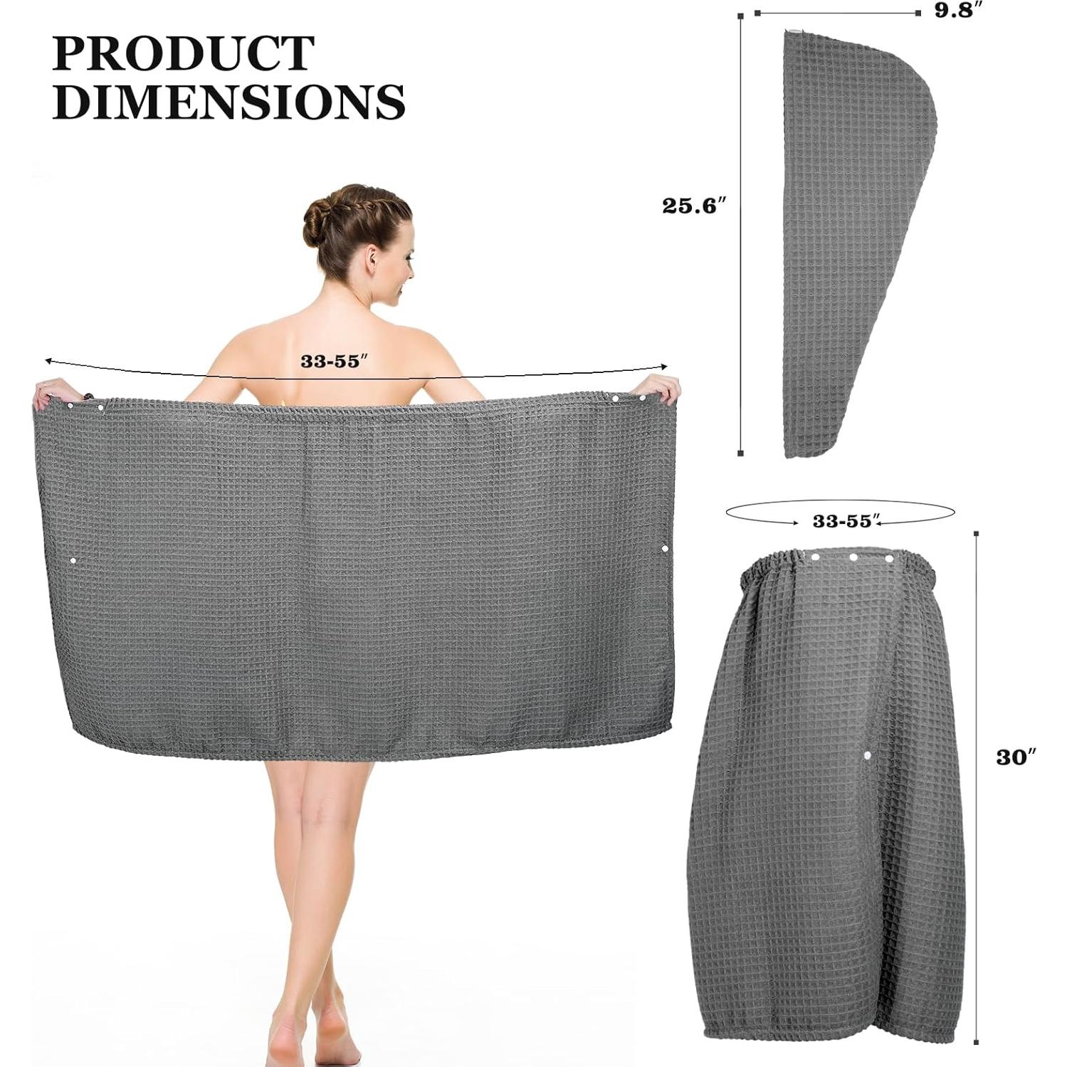 Juego de Toallas de Baño y Cabello TOCOHO Microfibra Waffle