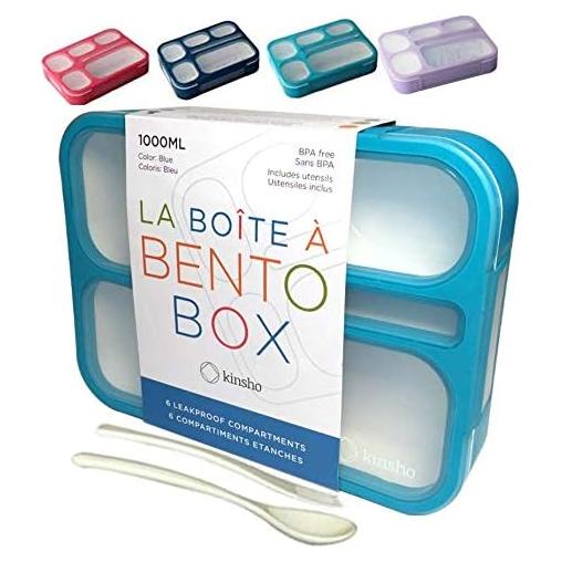 Caja Bento Kinsho Azul 6 Compartimentos 1000ml Sin BPA