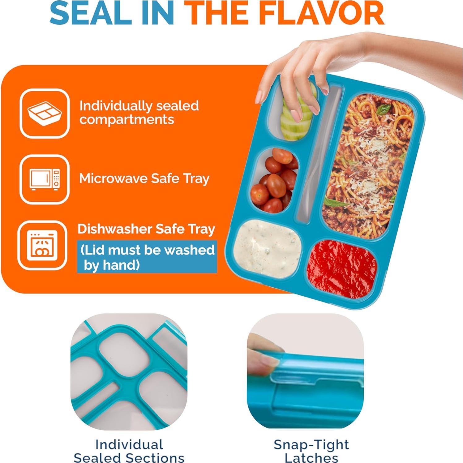 Caja Bento Kinsho Azul 6 Compartimentos 1000ml Sin BPA