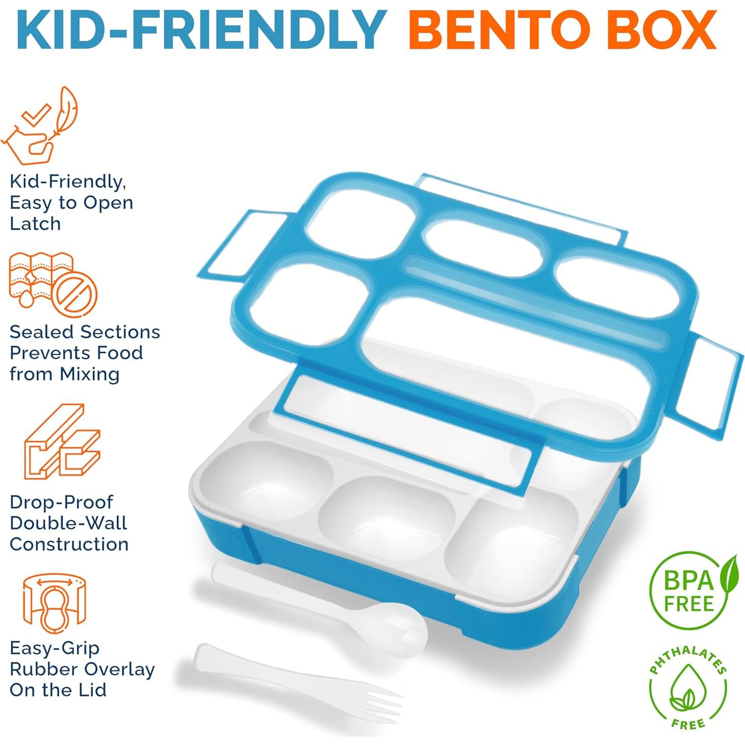 Caja Bento Kinsho Azul 6 Compartimentos 1000ml Sin BPA