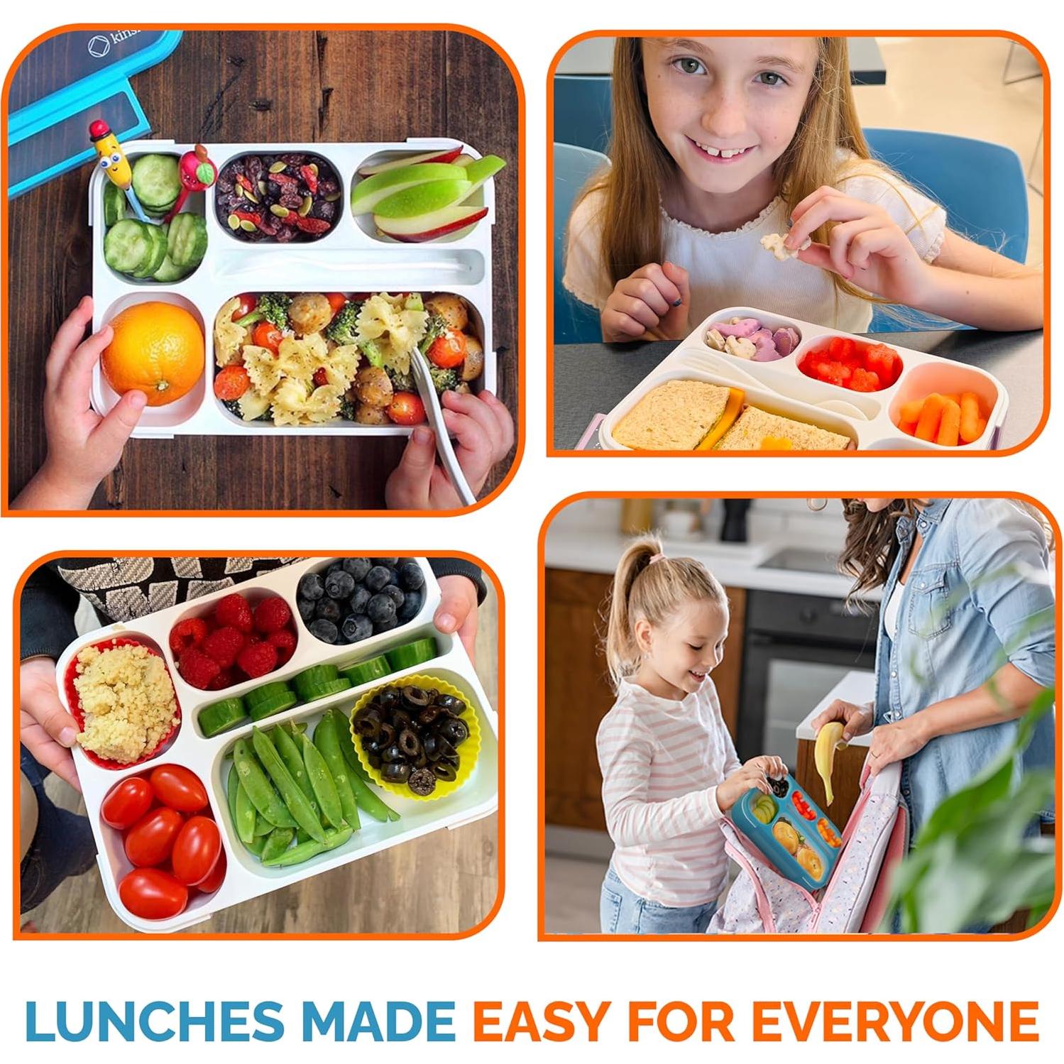 Caja Bento Kinsho Azul 6 Compartimentos 1000ml Sin BPA