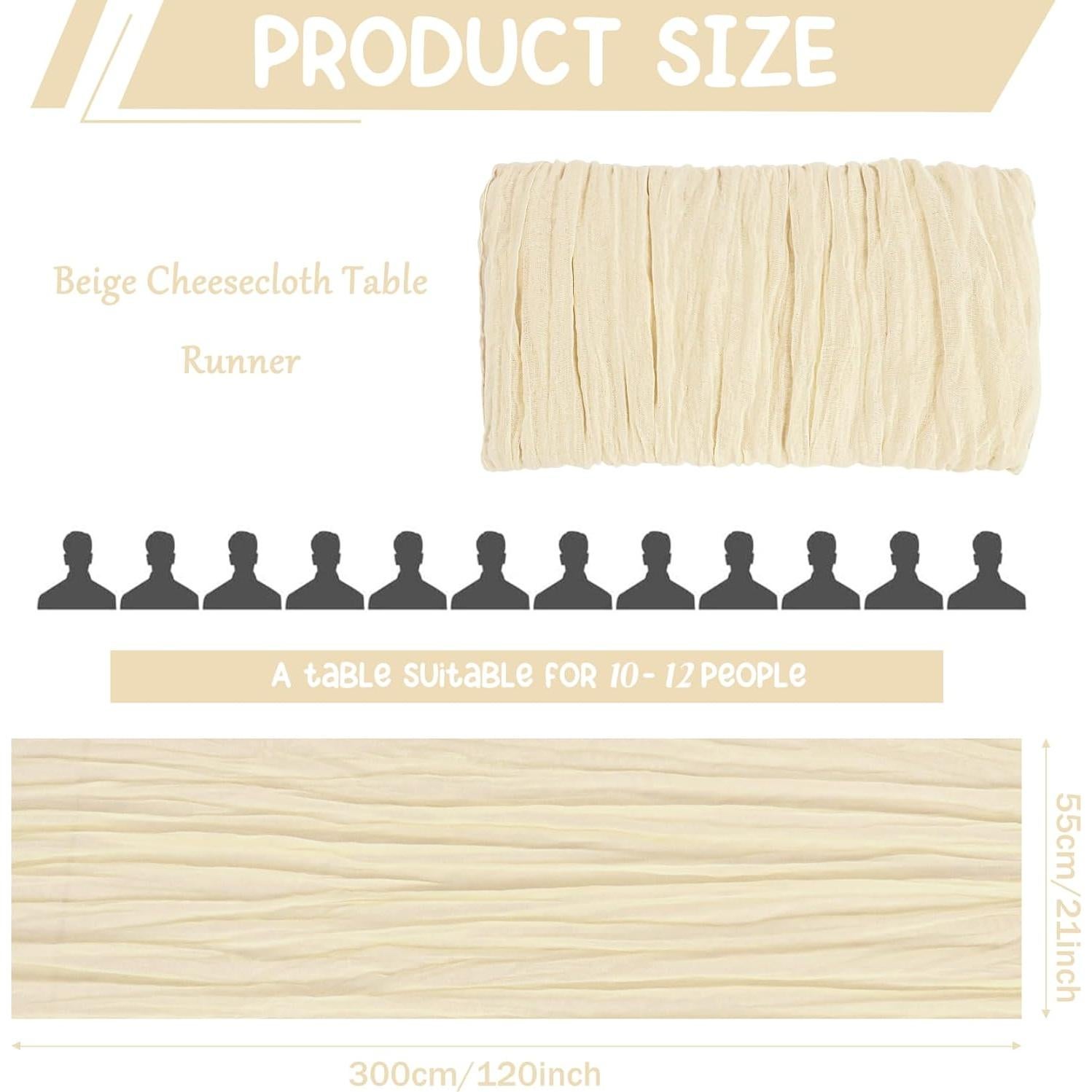 Camino de Mesa de Gasa Beige HAISIWLKJ 300 cm - 2 Piezas