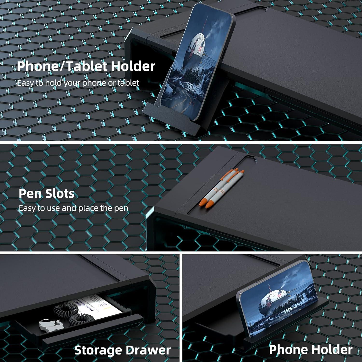 Soporte para Monitor Heymaster Plegable con Cajón y RGB