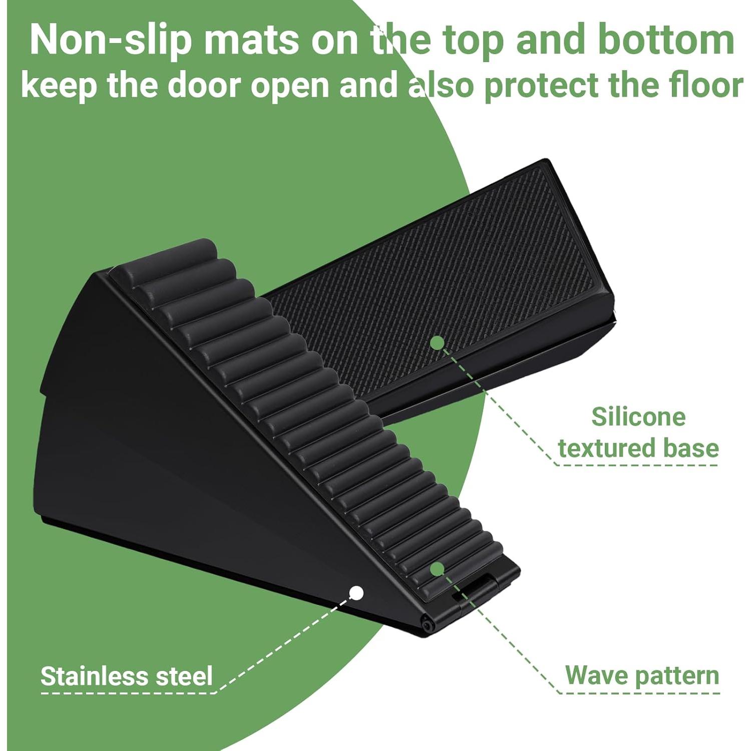 Tope de puerta alto MAOBUYOU - Goma y acero inoxidable, negro