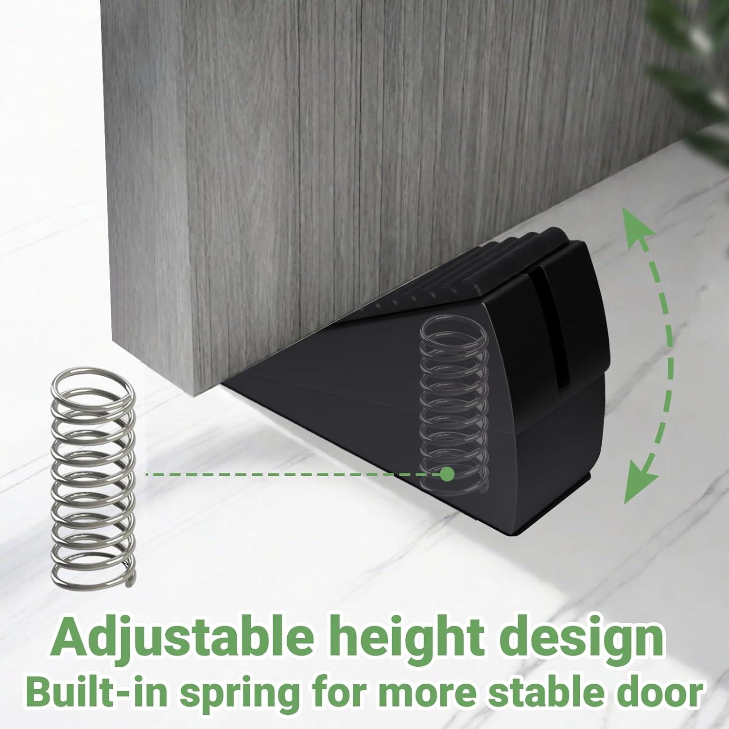 Tope de puerta alto MAOBUYOU - Goma y acero inoxidable, negro