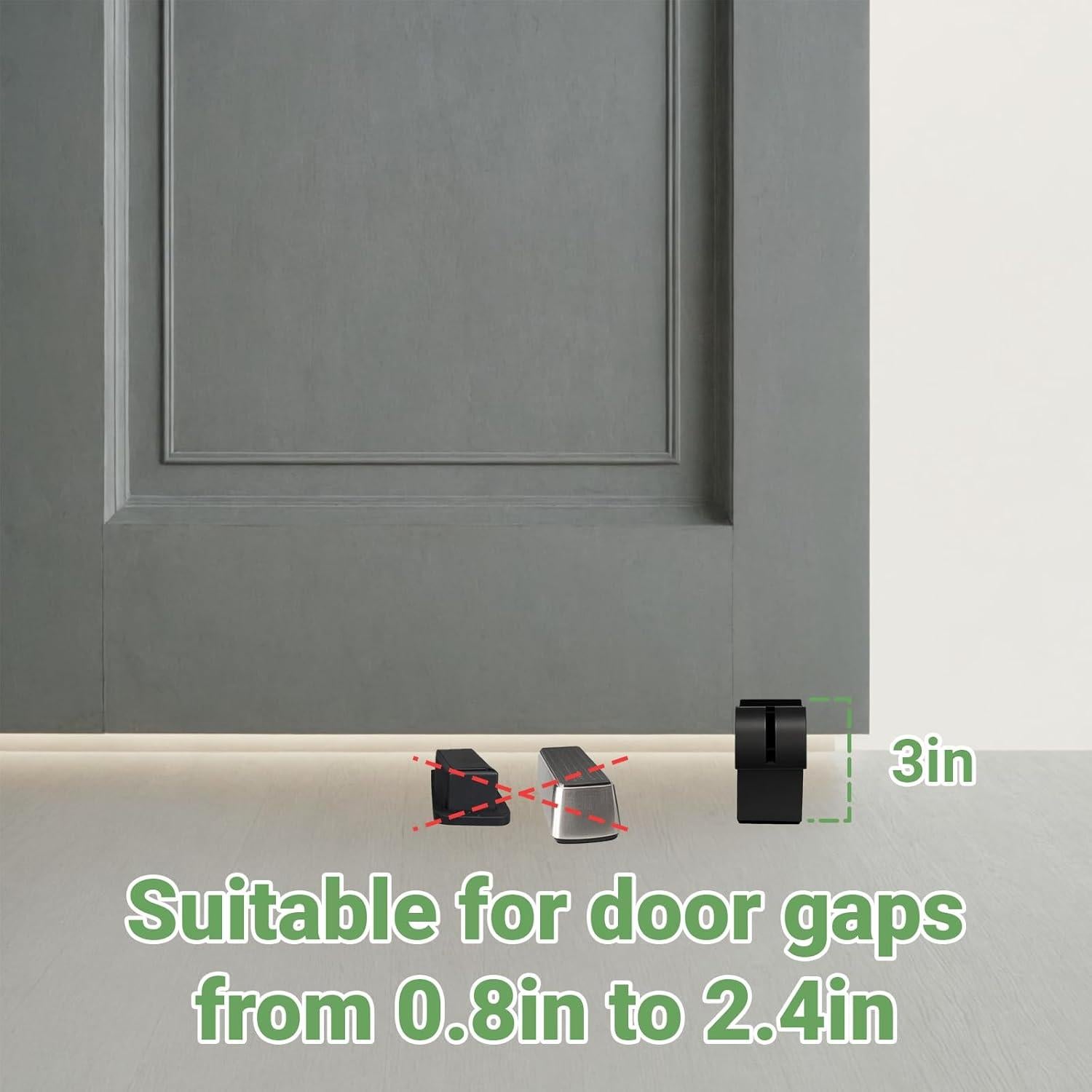 Tope de puerta alto MAOBUYOU - Goma y acero inoxidable, negro