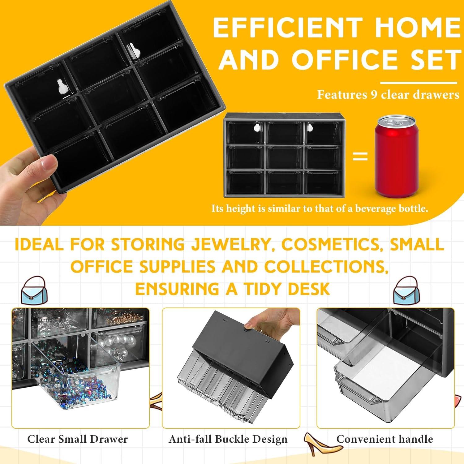 Organizador de Escritorio Wenqik 2 Pcs con 9 Cajones Transparentes