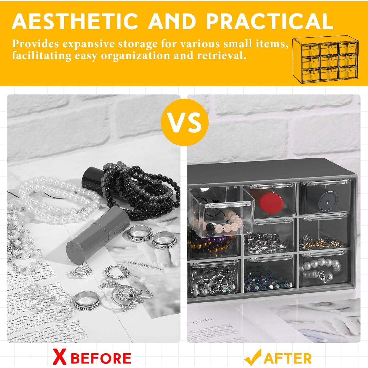 Organizador de Escritorio Wenqik 2 Pcs con 9 Cajones Transparentes