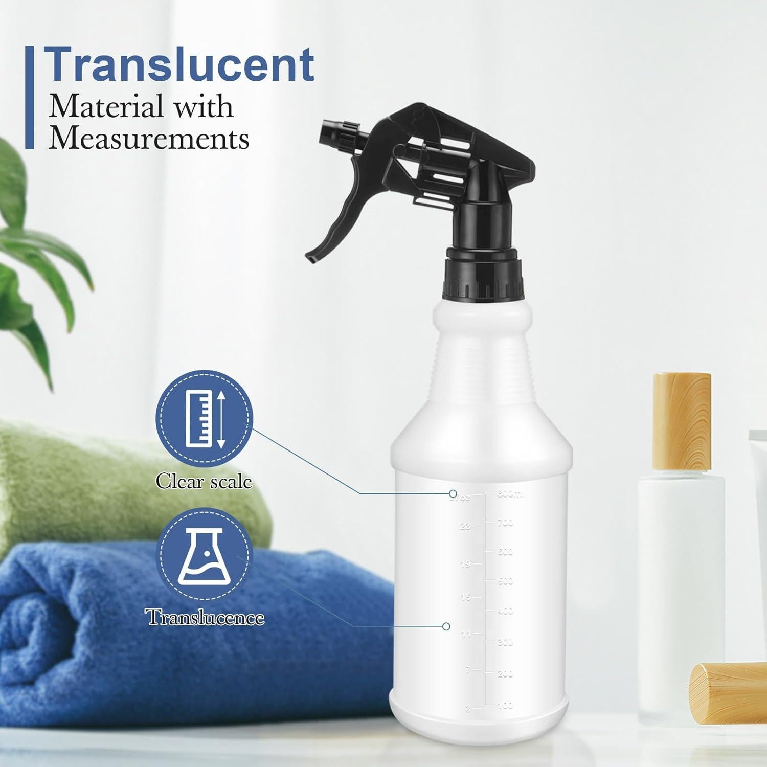 Zubebe 24 Botellas Spray 1000ml Plástico HDPE A Prueba de Fugas