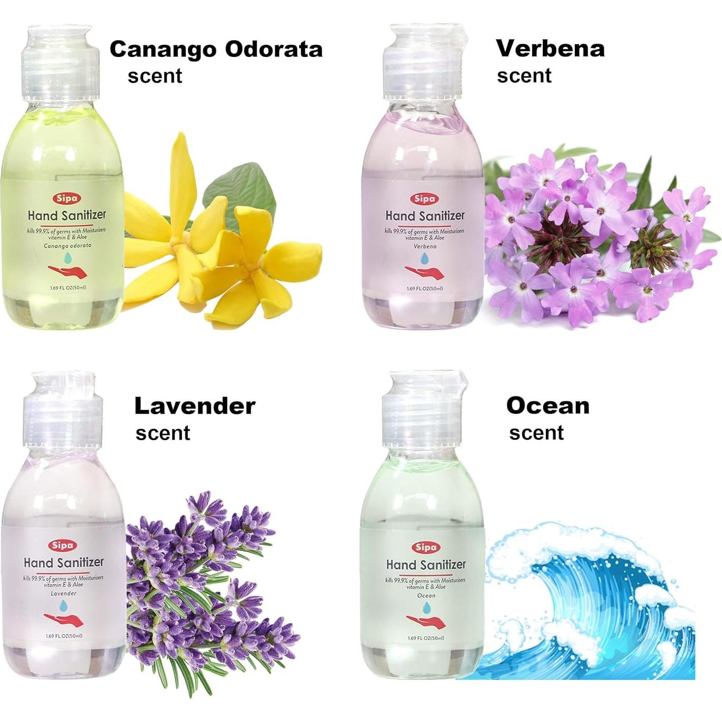 Desinfectante de Manos SIPA 50 ml - Paquete de 16, 8 Fragancias