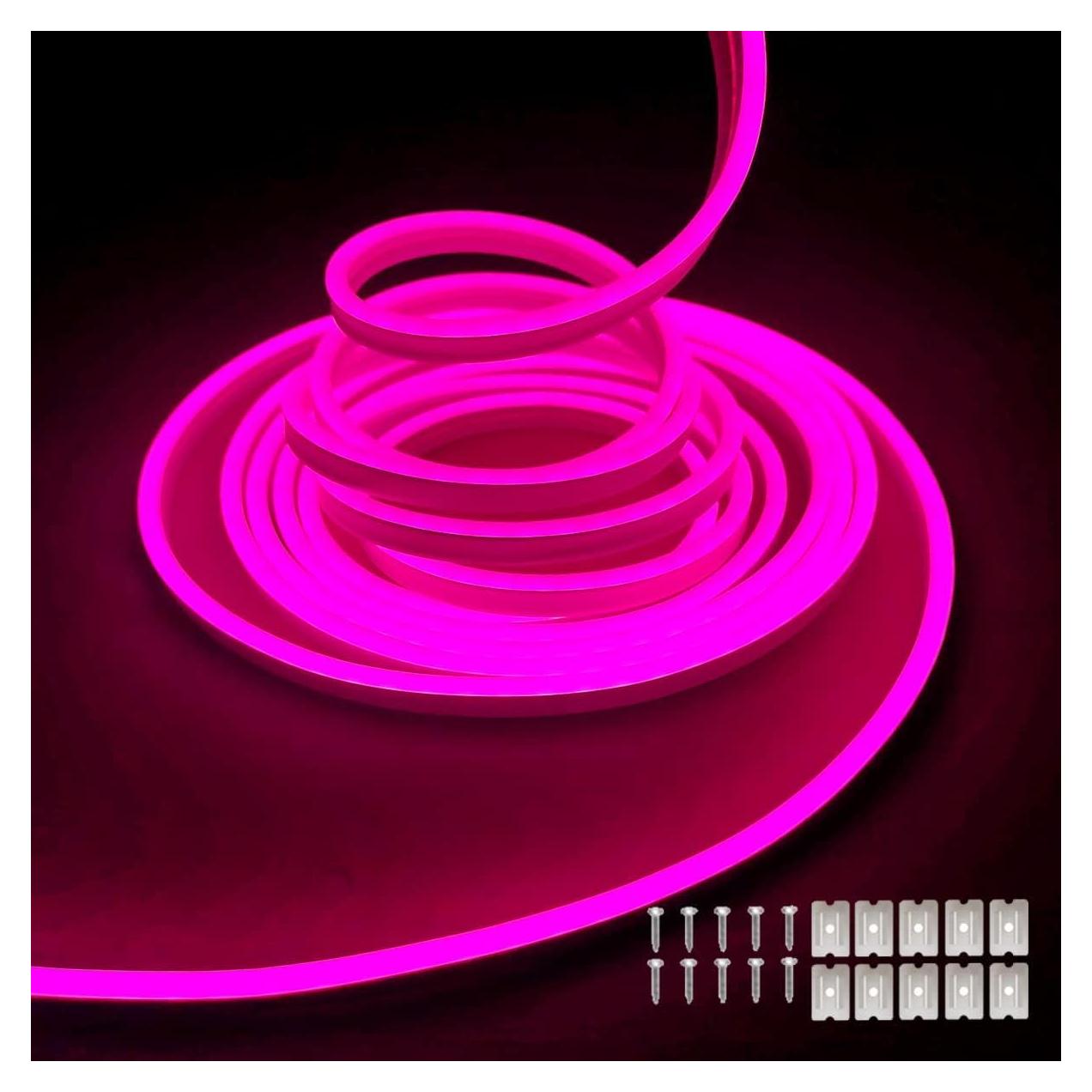 Tira de Luz Neón LED Rosa 5m MaxLaxer Impermeable Flexible