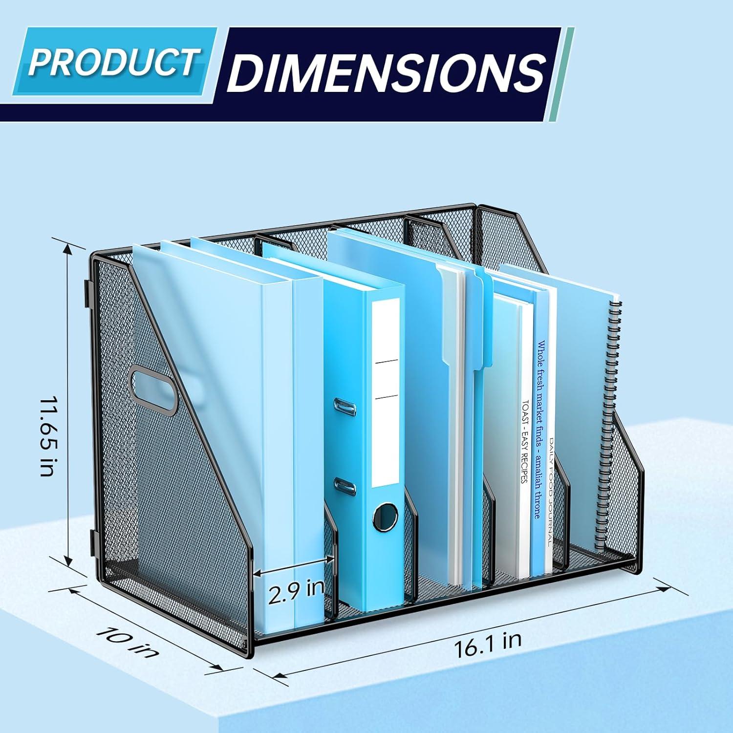 Organizador de Archivos Vertical MINDEPOT 5 Compartimentos Metal Negro
