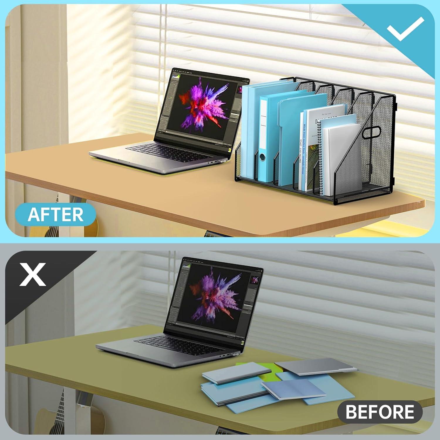 Organizador de Archivos Vertical MINDEPOT 5 Compartimentos Metal Negro