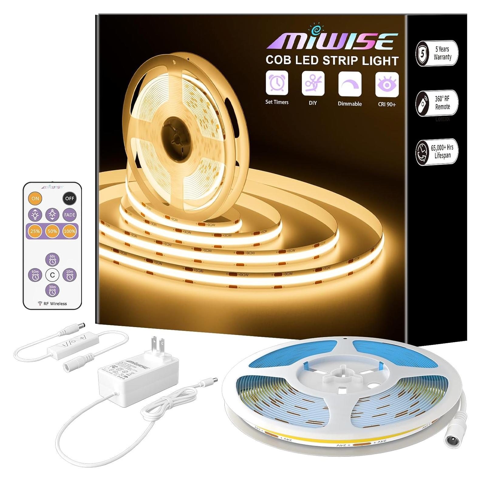 Tira LED COB 6.1m MIWISE 2700K Dimmable 24V Control Remoto