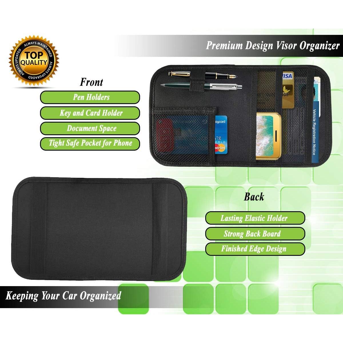 Organizador de Visera de Coche Lukling con 4 Bolsillos