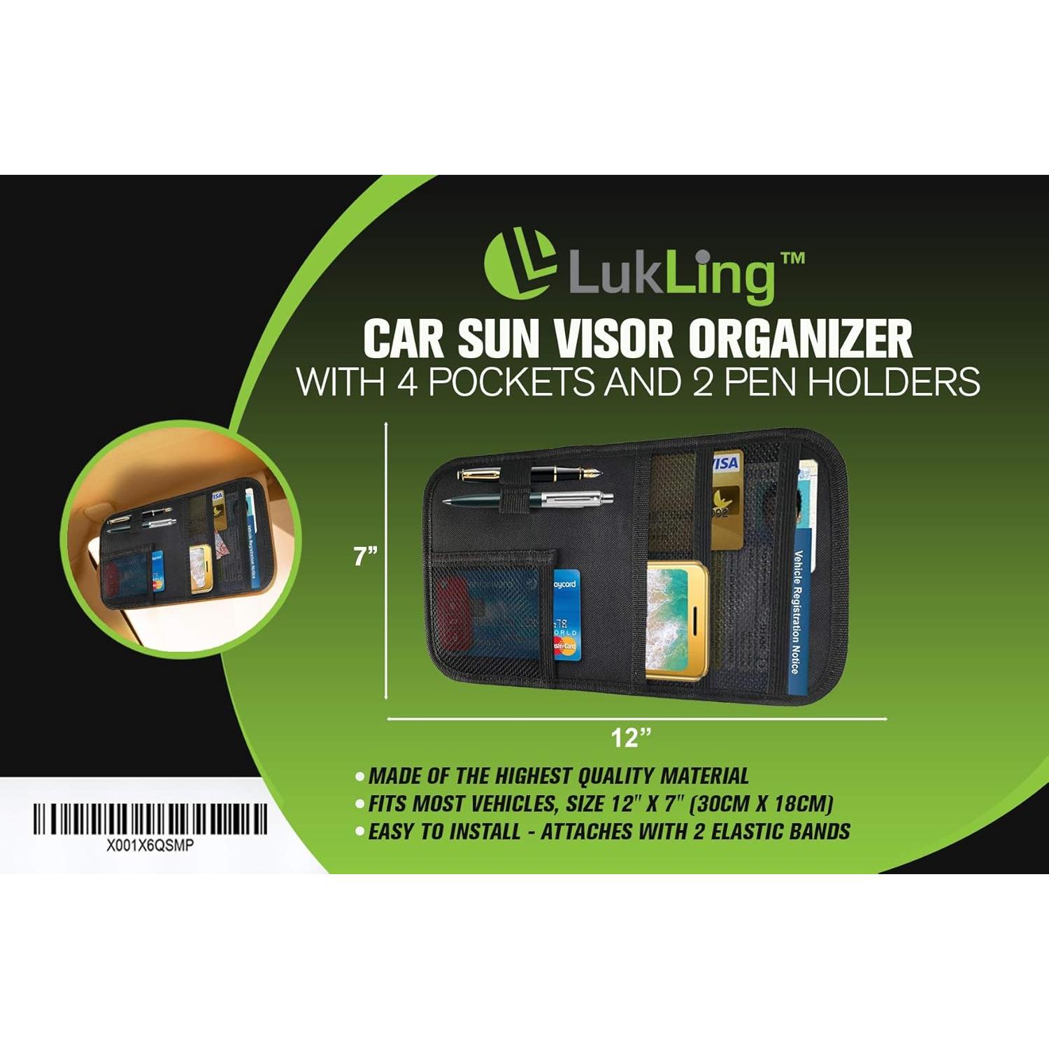 Organizador de Visera de Coche Lukling con 4 Bolsillos