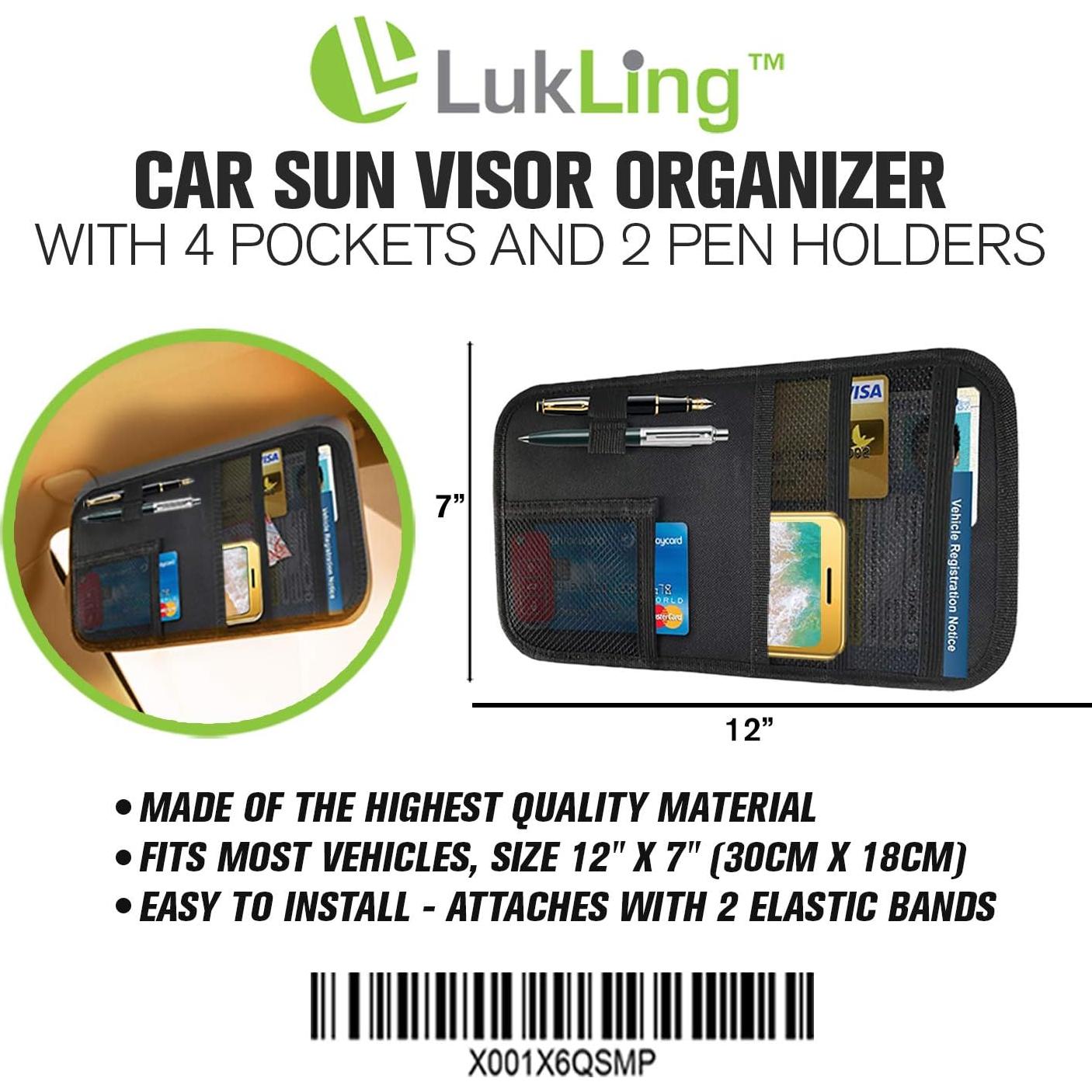 Organizador de Visera de Coche Lukling con 4 Bolsillos