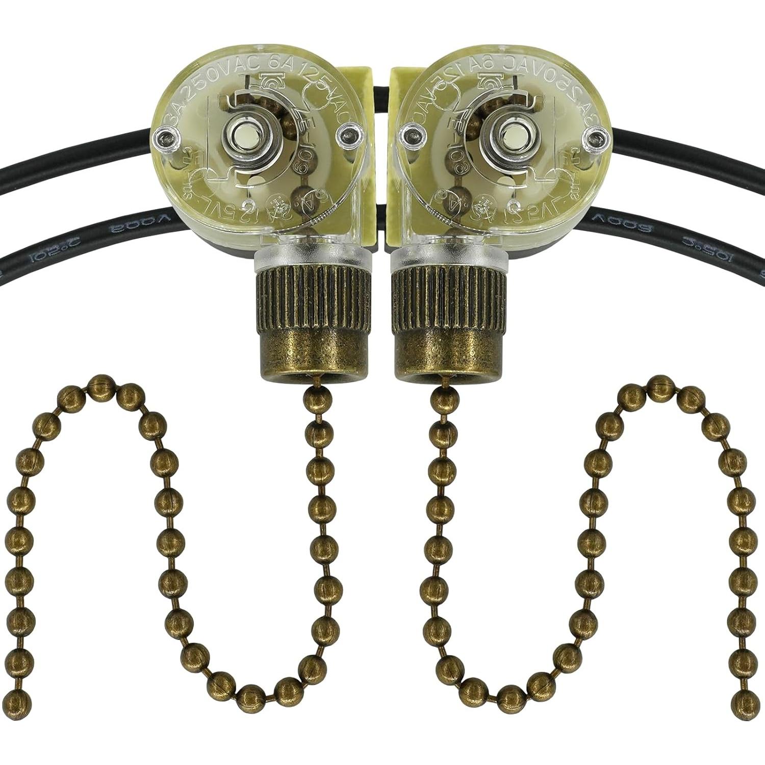 Interruptor de cadena YukiHalu ZE-109 para ventilador de techo 2Pack
