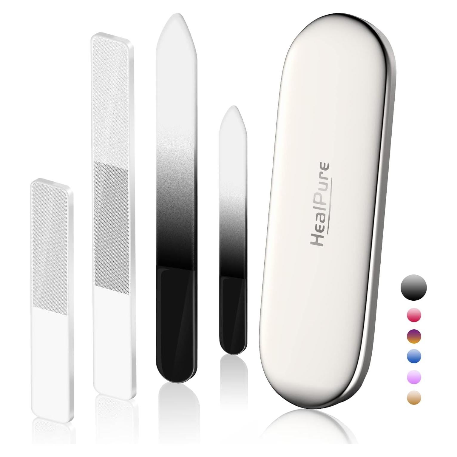 Set de Lima de Uñas de Vidrio HealPure 4PC con Estuche