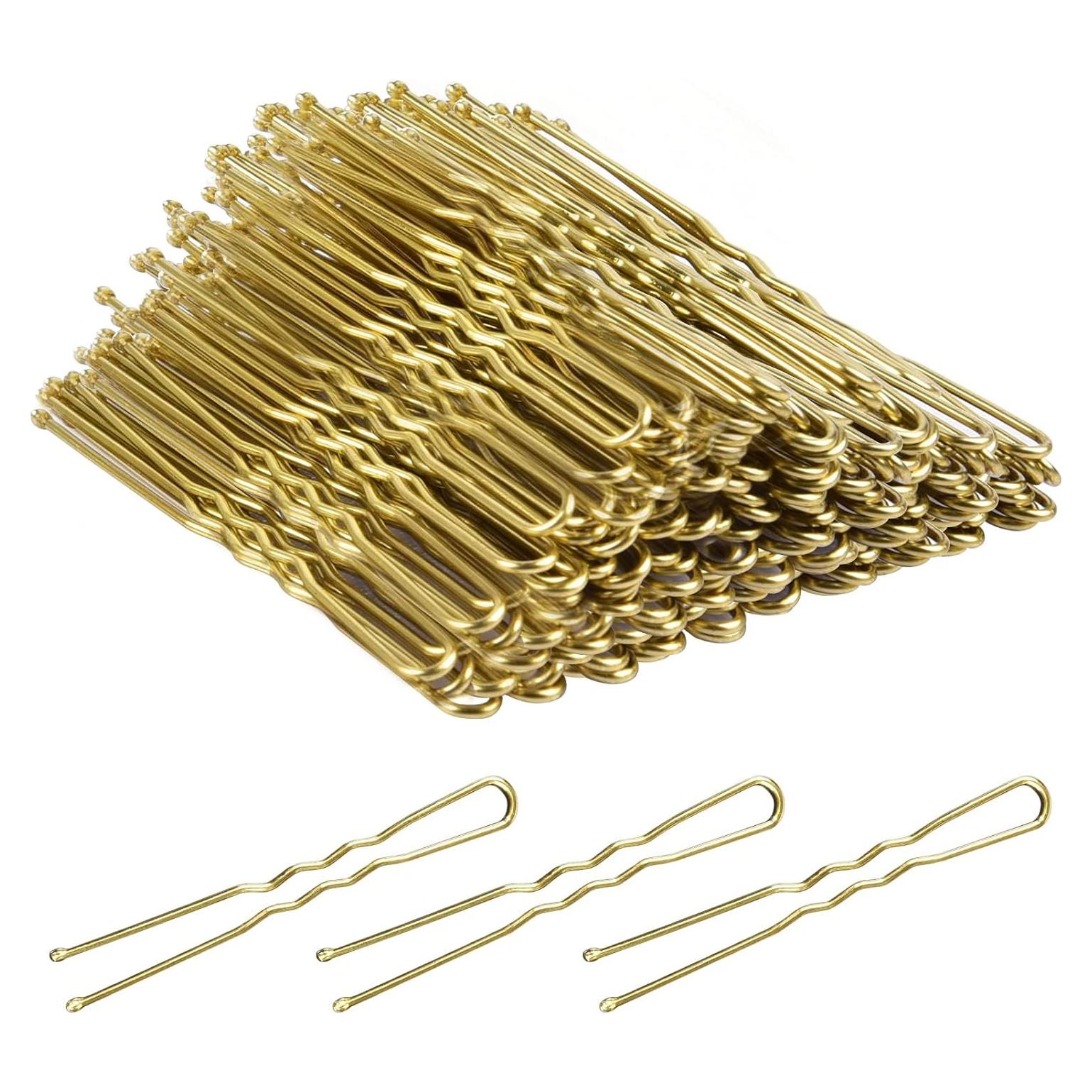 U Shaped Hair Pins,TsMADDTs 100 Pcs Blonde Bun Hair Pins for Women Girls with Box (Golden 2.4 inch)
