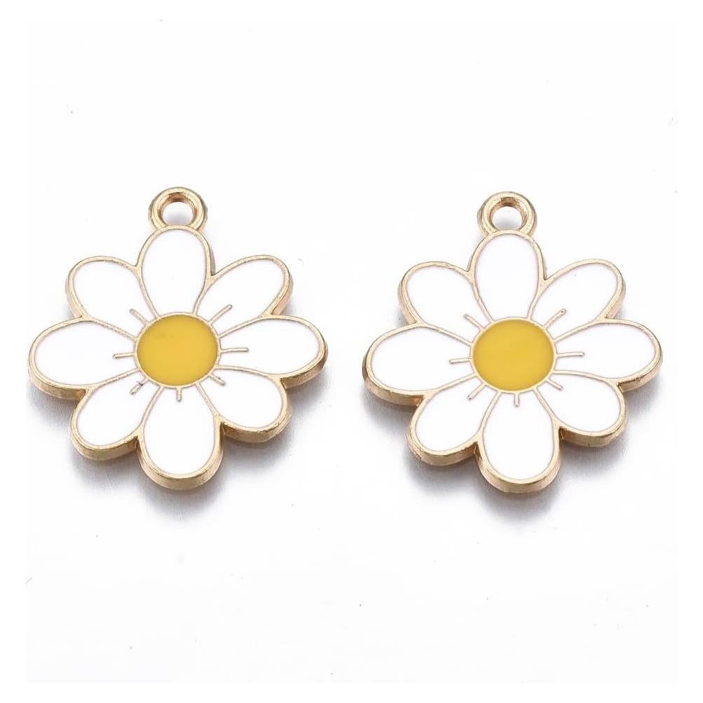 Colgantes de Flores de Esmalte DanLingJewelry - 10 Piezas 23mm