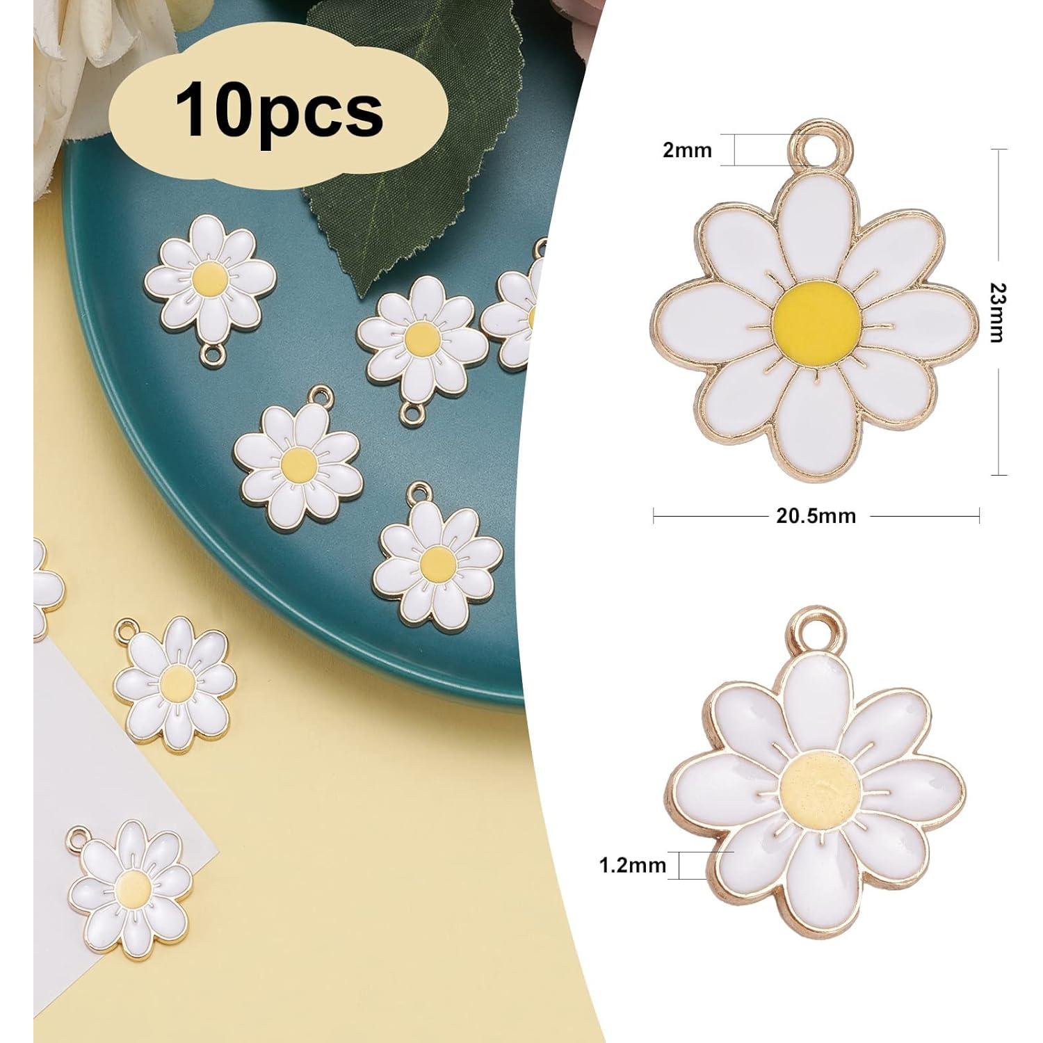Colgantes de Flores de Esmalte DanLingJewelry - 10 Piezas 23mm