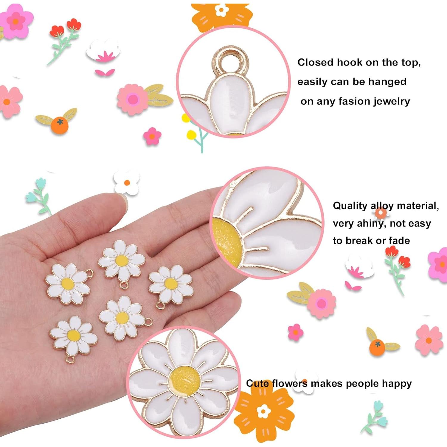 Colgantes de Flores de Esmalte DanLingJewelry - 10 Piezas 23mm