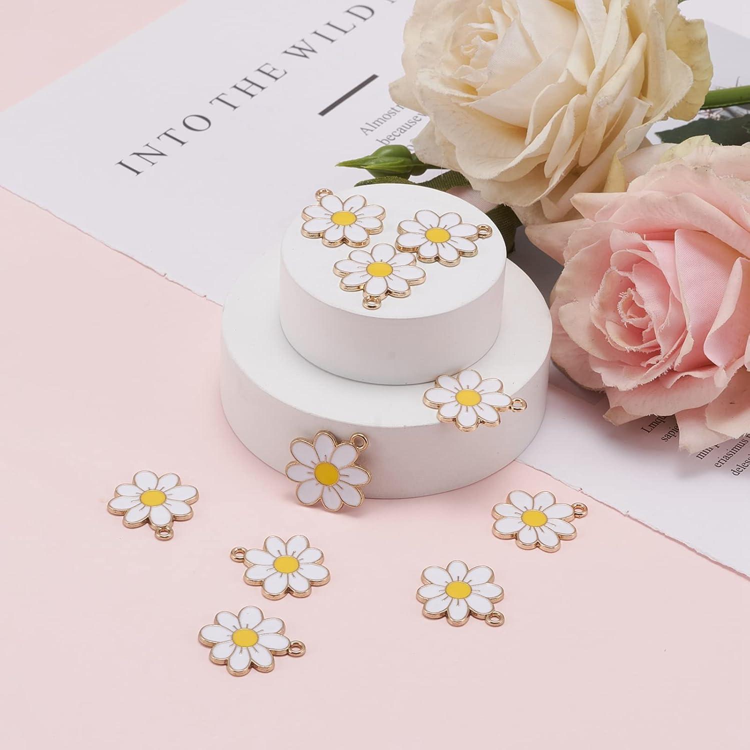 Colgantes de Flores de Esmalte DanLingJewelry - 10 Piezas 23mm