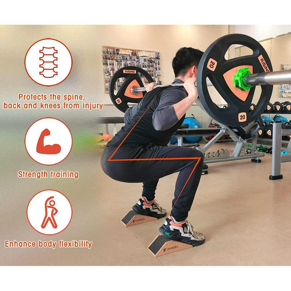 Cuña de Sentadilla UNMERA 2PCS Antideslizante Corcho 23x12cm