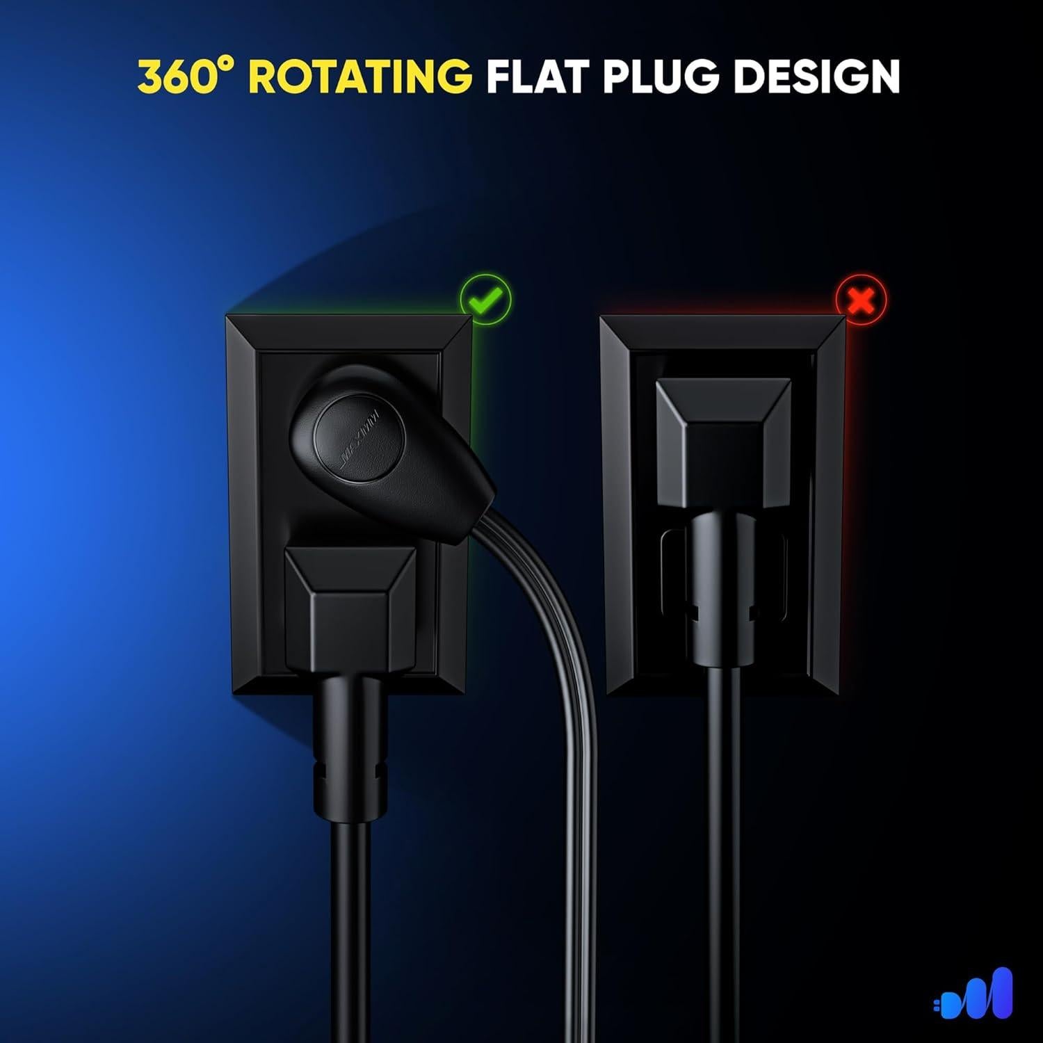 Cable de Extensión Maximm 1.2m con Interruptor y Enchufe Rotativo