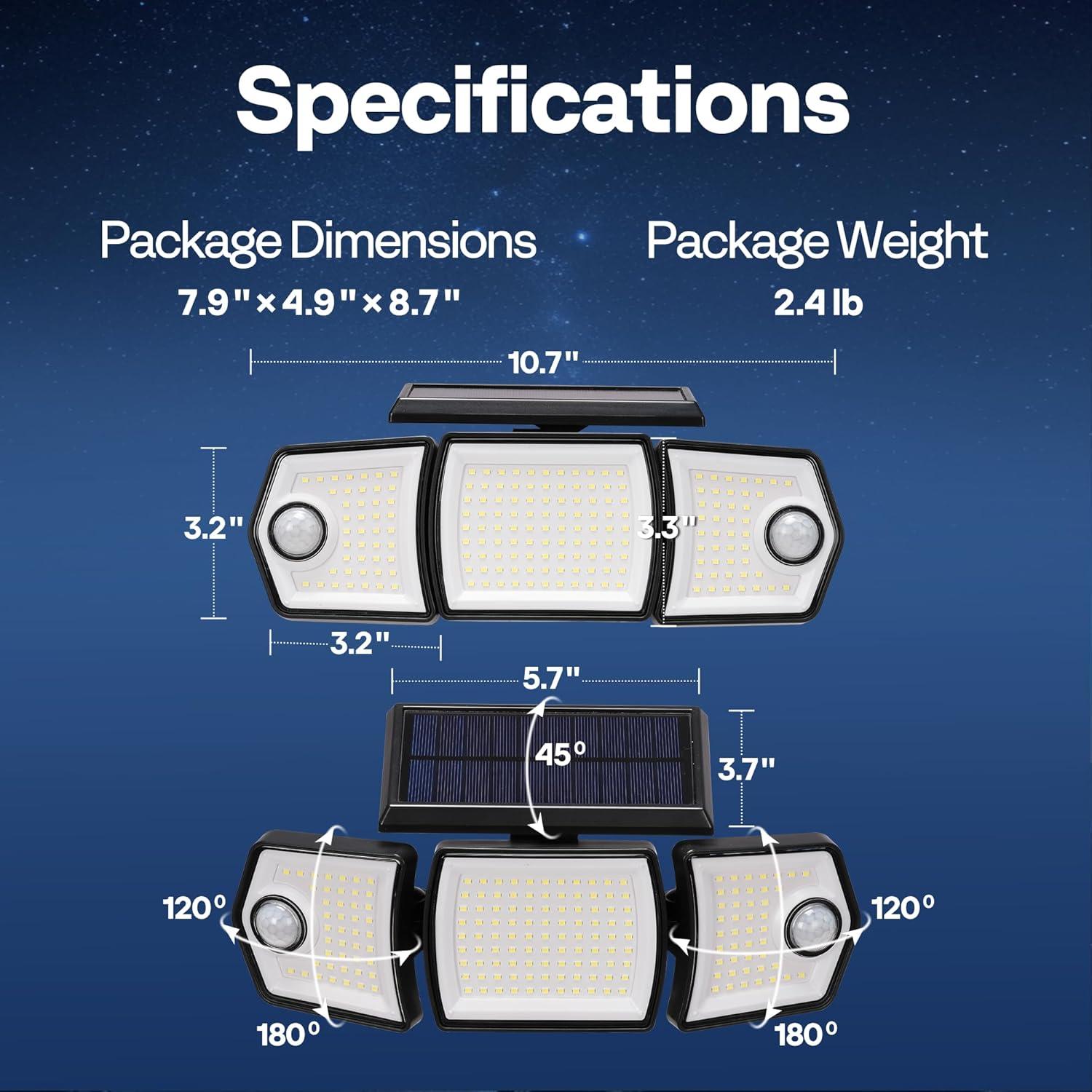 Luces Solares Enlazables VIVOHOME 2500LM Detección Movimiento