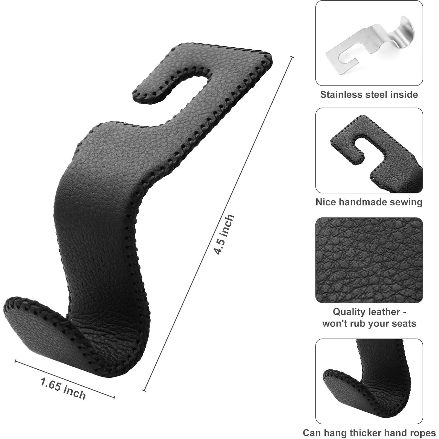 Ganchos de Cuero para Auto AMVOYOA - Soporte Beige para Bolsos