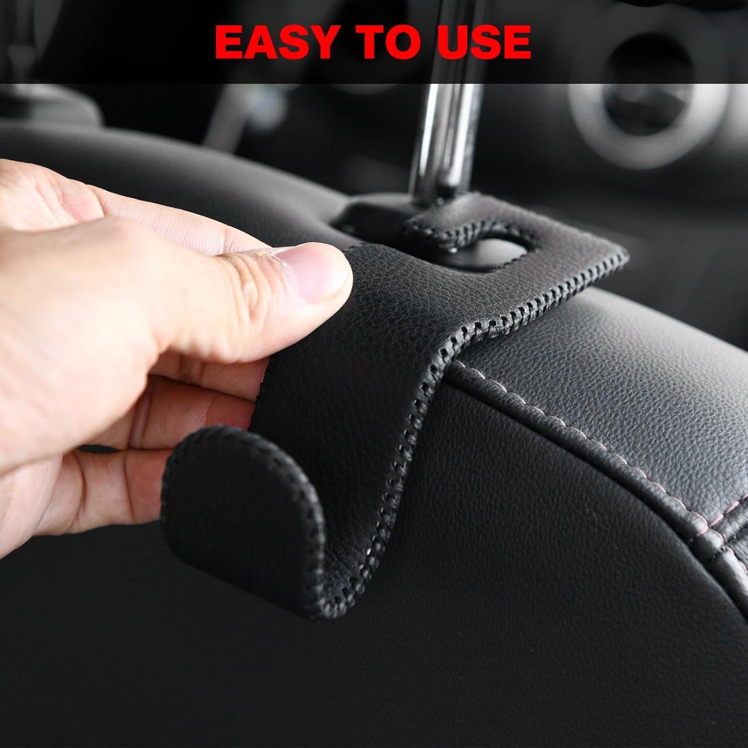 Ganchos de Cuero para Auto AMVOYOA - Soporte Beige para Bolsos