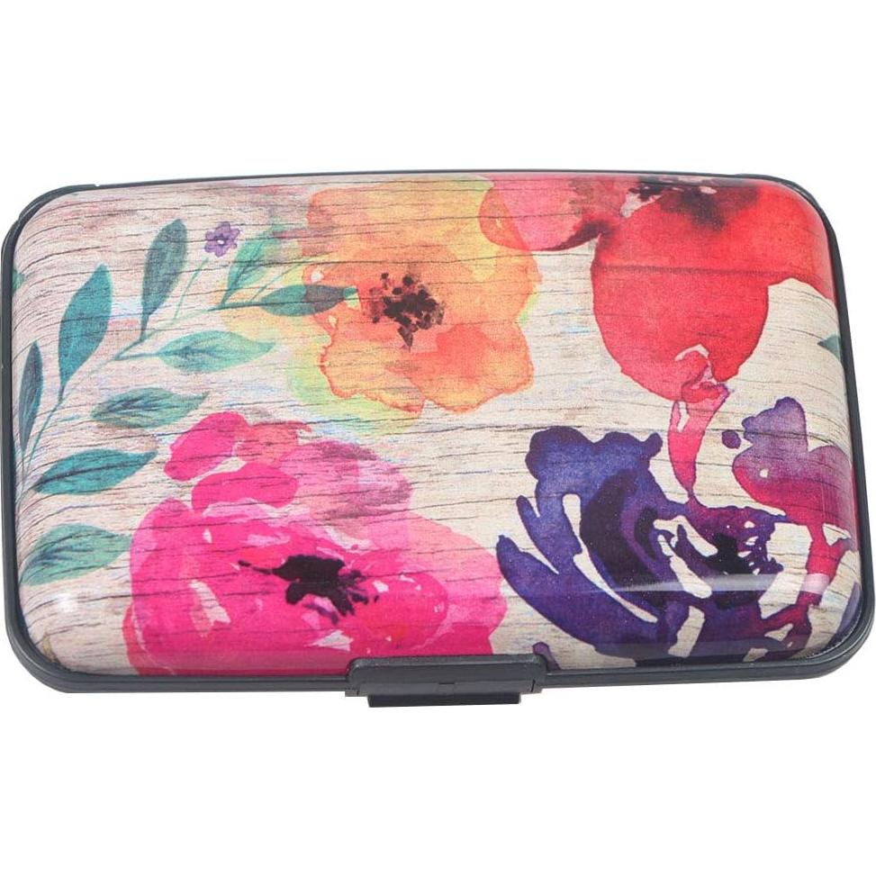 Cartera Compacta de Aluminio RFID BOHONG Floral 11x7.5cm