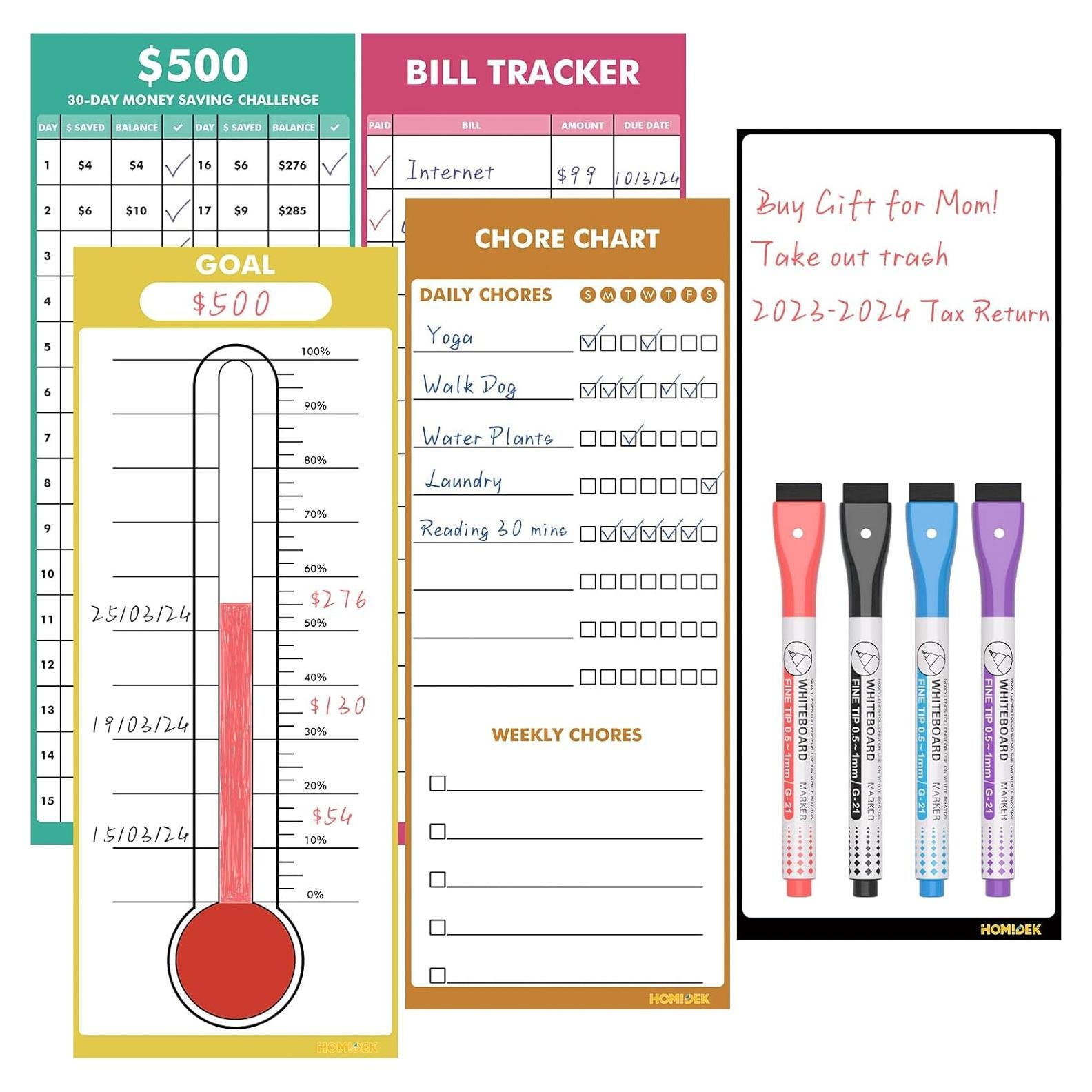 Pizarra Magnética para Nevera HOMiDEK - 5 Hojas 10x25.4cm