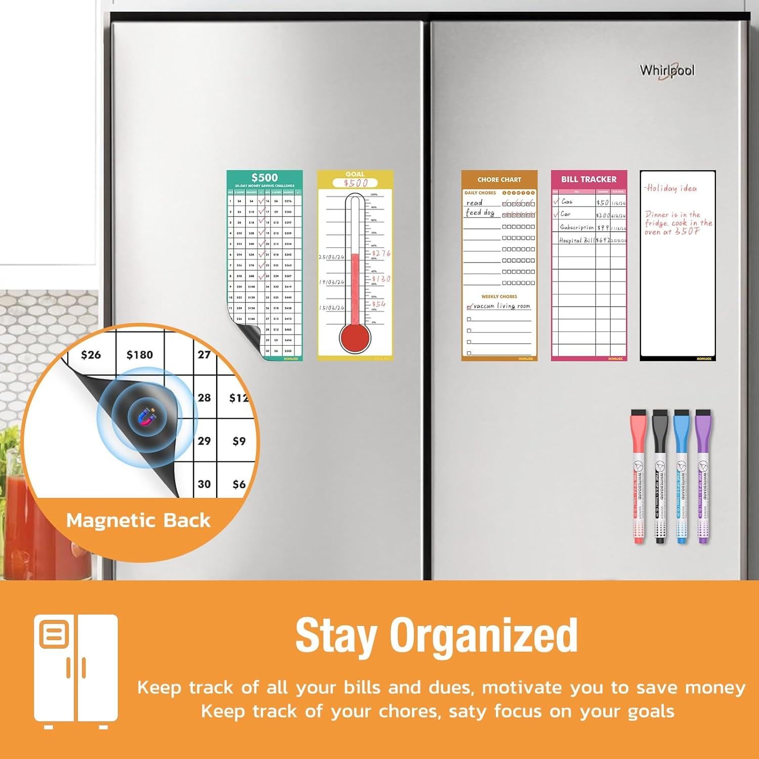 Pizarra Magnética para Nevera HOMiDEK - 5 Hojas 10x25.4cm