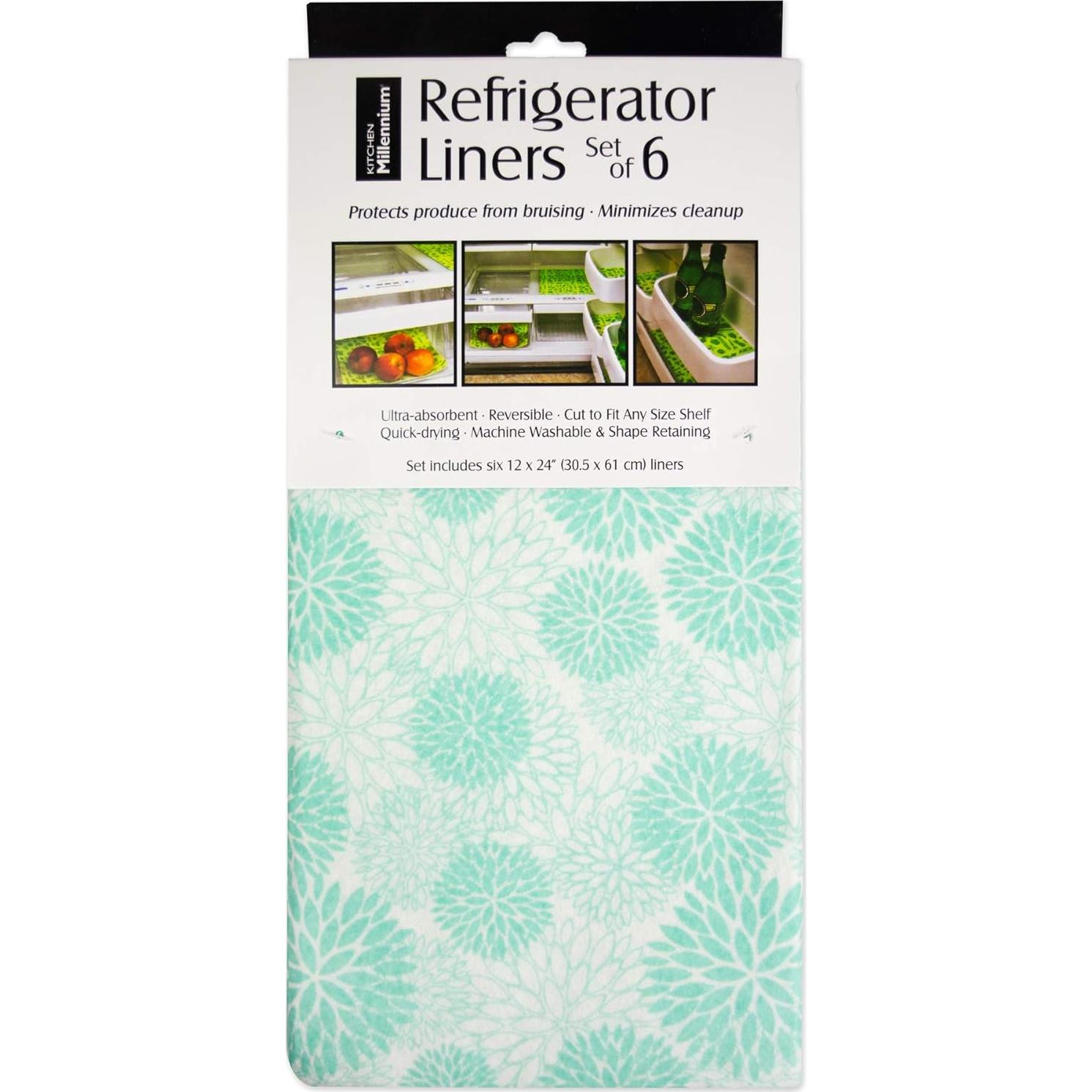 Forros para Refrigerador DII No Adhesivos 30.5x61 cm Aqua Dahlia 6 Pzas