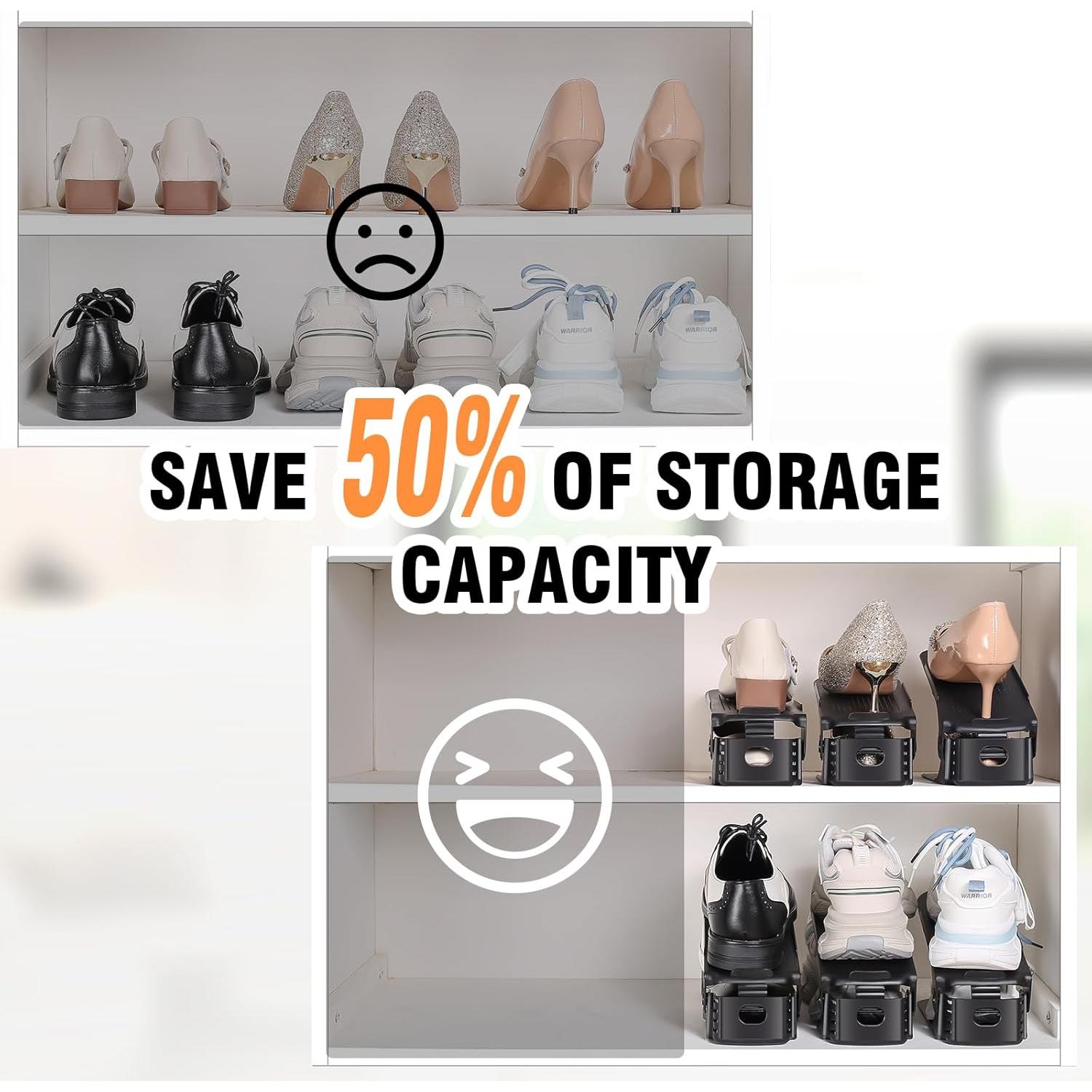 Organizador de Zapatos TOPNEW Doble Capa 20 Paquetes Negro