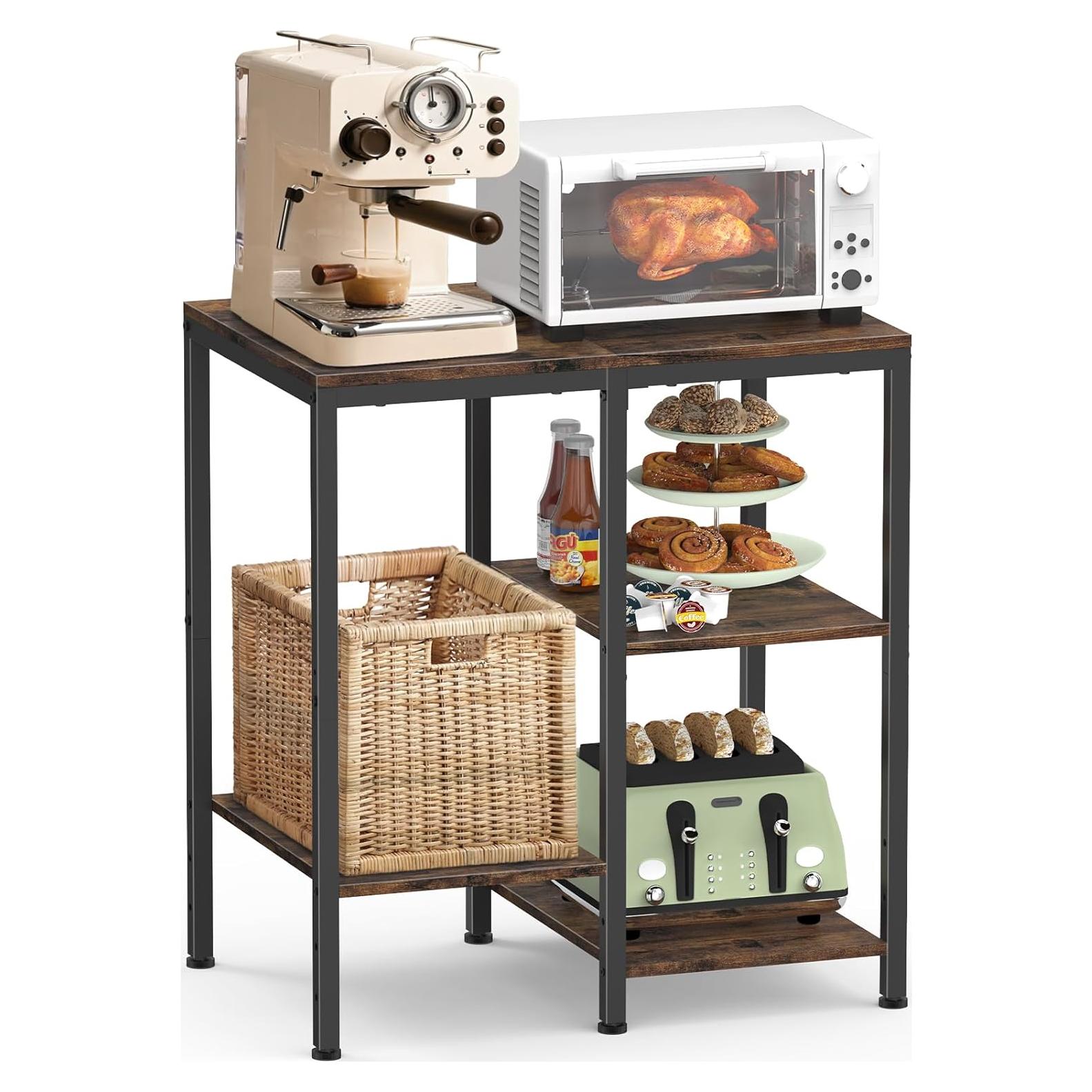 Estante de Cocina OGEMXU Ajustable 4 Niveles Marrón Rústico