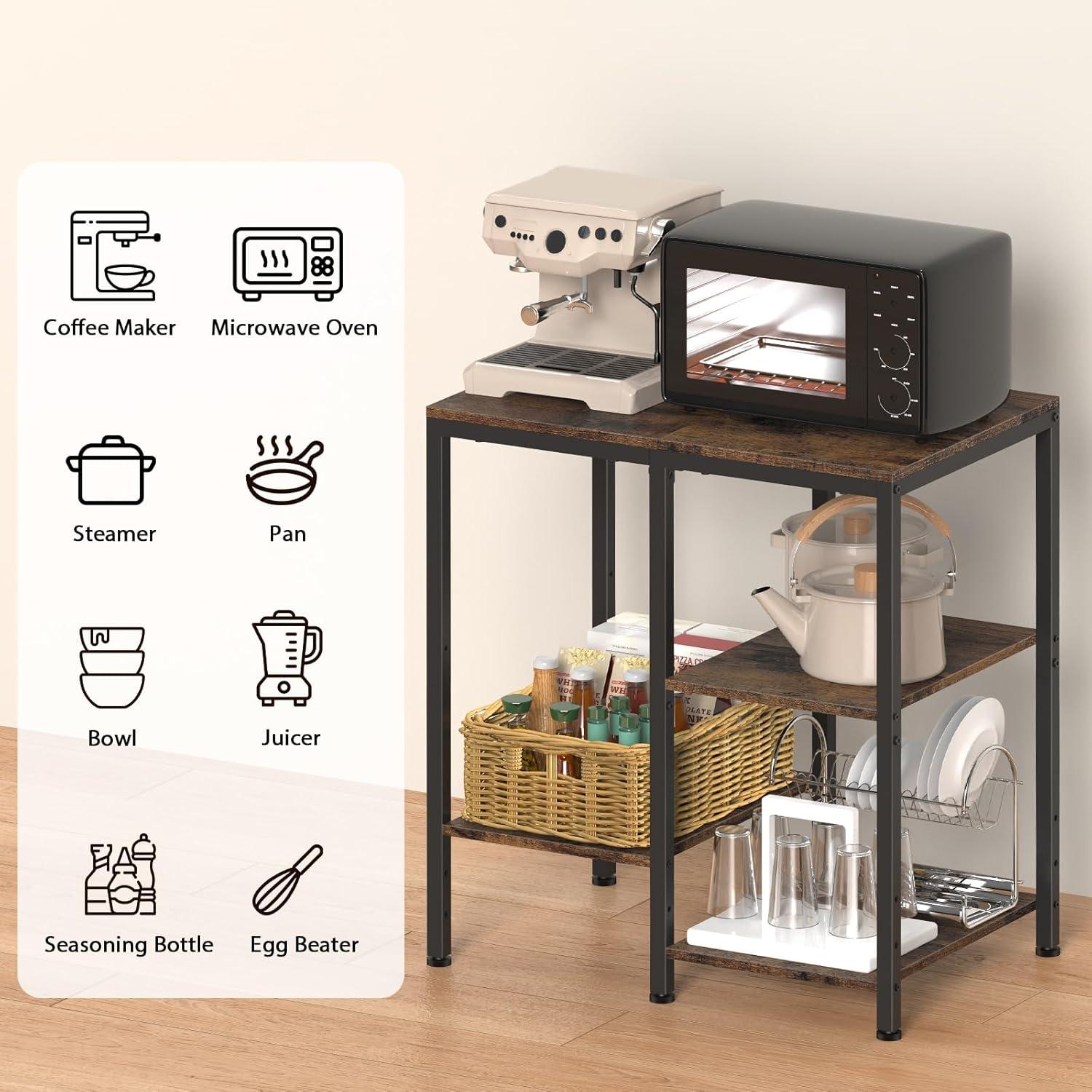 Estante de Cocina OGEMXU Ajustable 4 Niveles Marrón Rústico