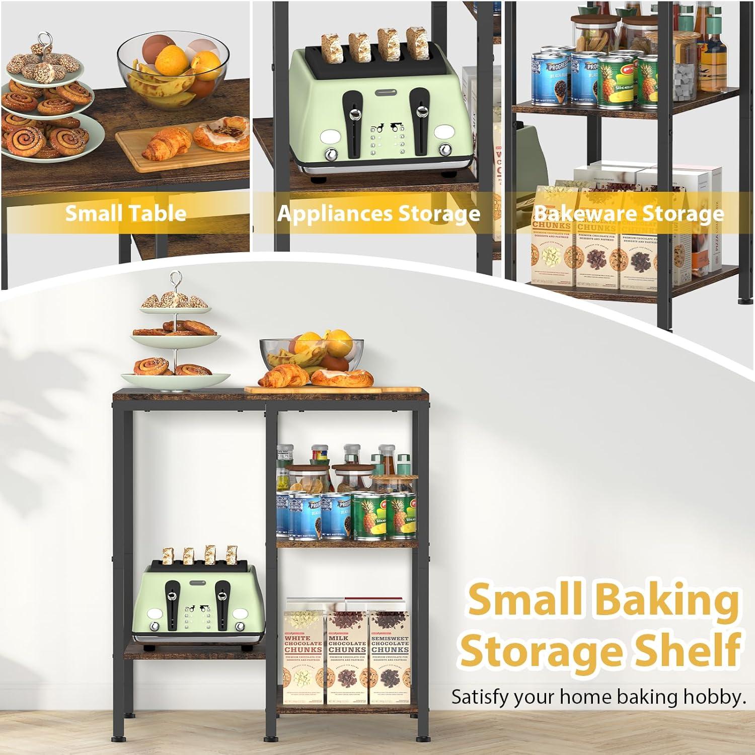 Estante de Cocina OGEMXU Ajustable 4 Niveles Marrón Rústico